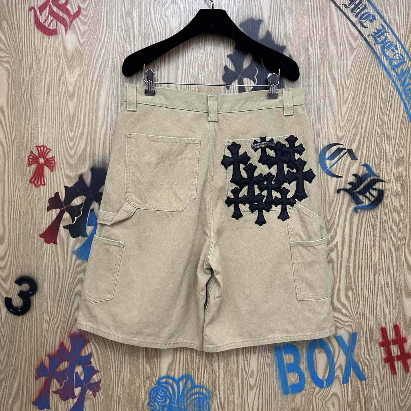 Chrome Hearts Double Knee Cross Patch Shorts - DopestKickz