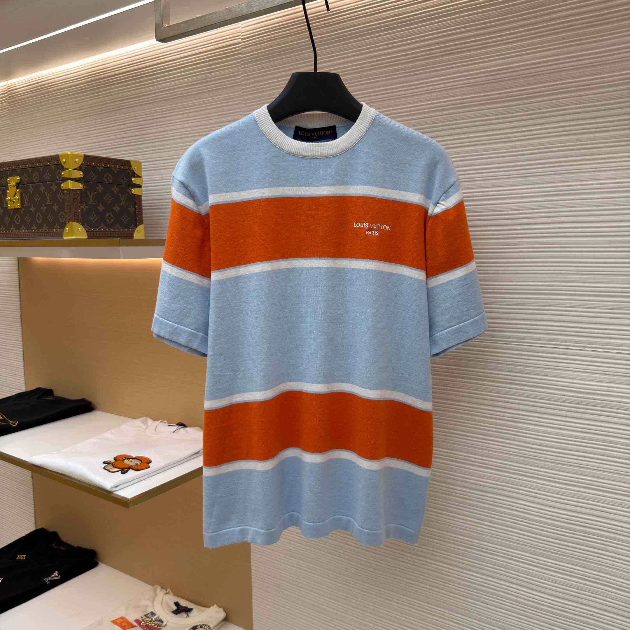 Louis Vuitton Striped Short-Sleeved T-Shirt 1AK7IC - DopestKickz