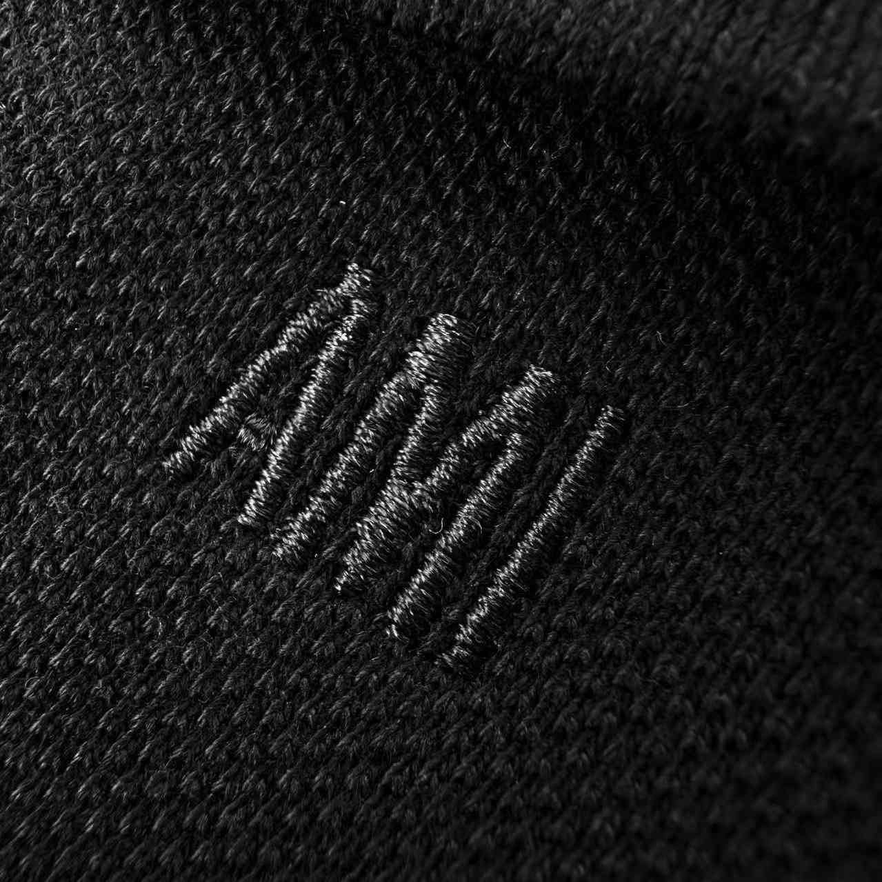 AMI Paris Black Wool Short Sleeves Ami De Coeur Polo - DopestKickz