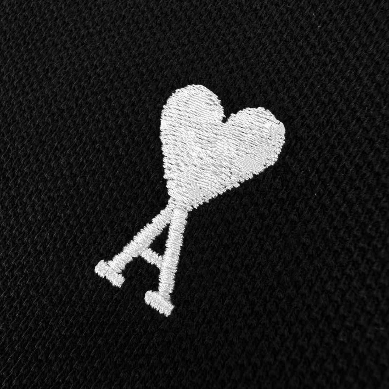 AMI Paris Black Wool Short Sleeves Ami De Coeur Polo - DopestKickz