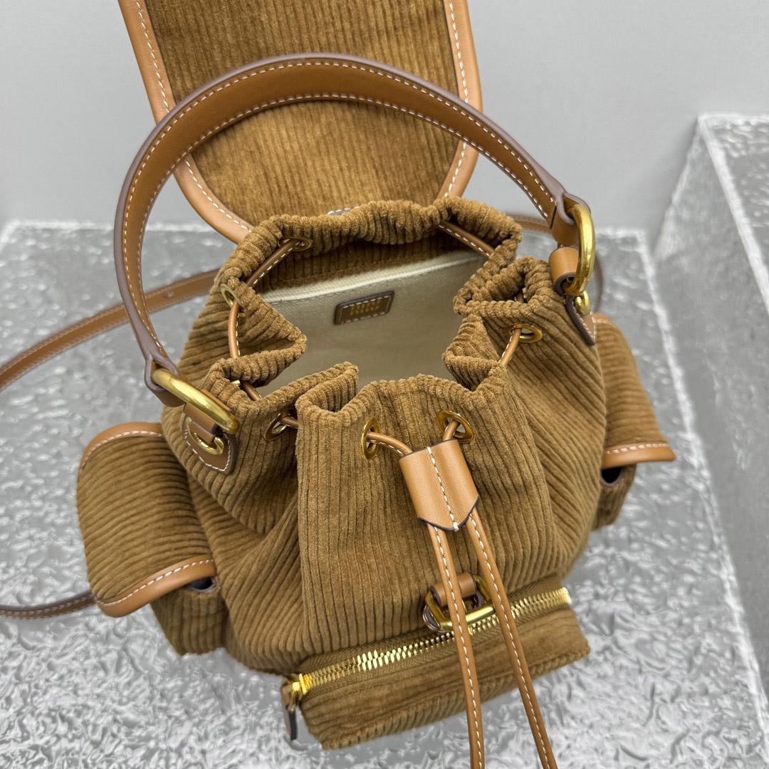 Miu Miu  Medium Corduroy Cotton Backpack - DopestKickz