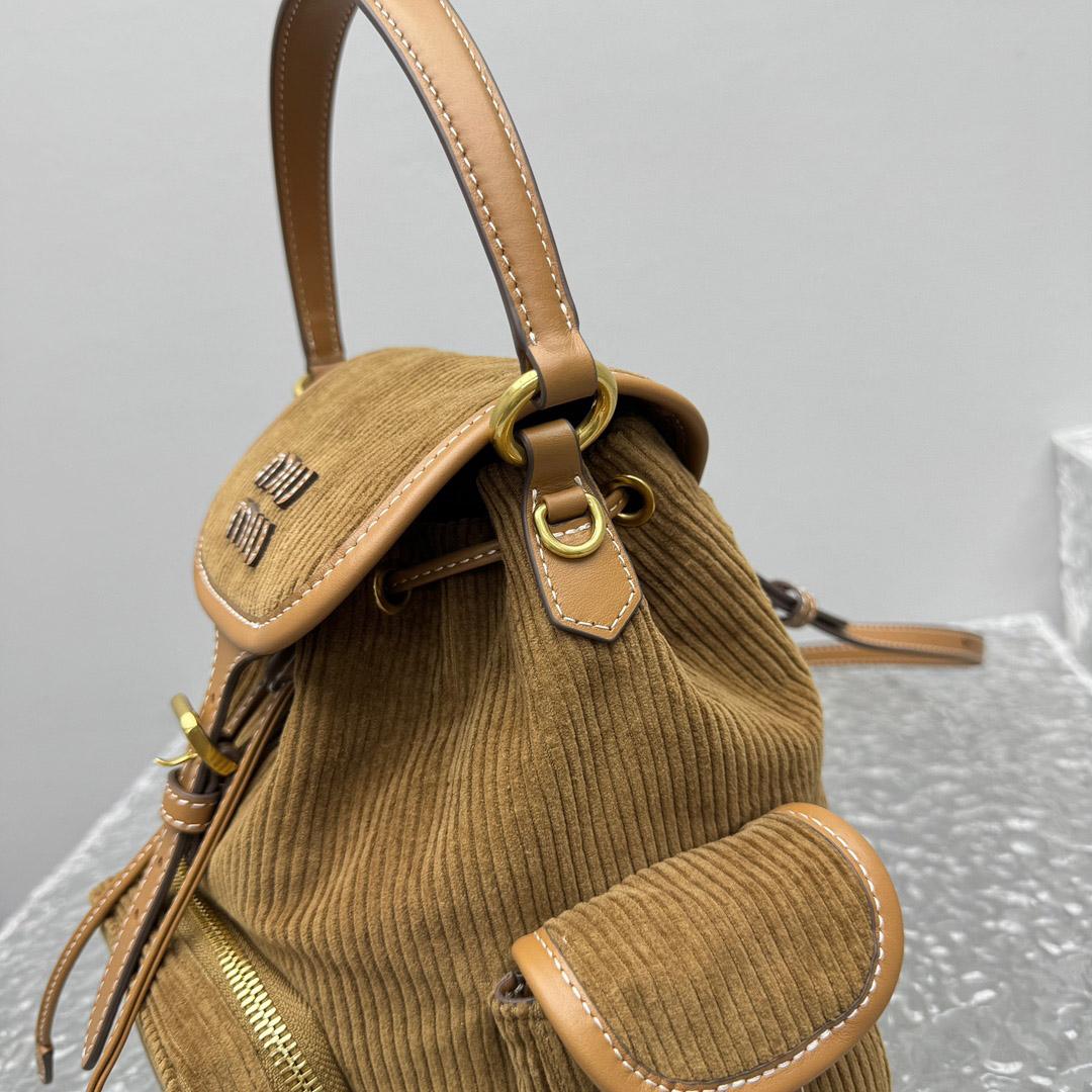 Miu Miu  Medium Corduroy Cotton Backpack - DopestKickz