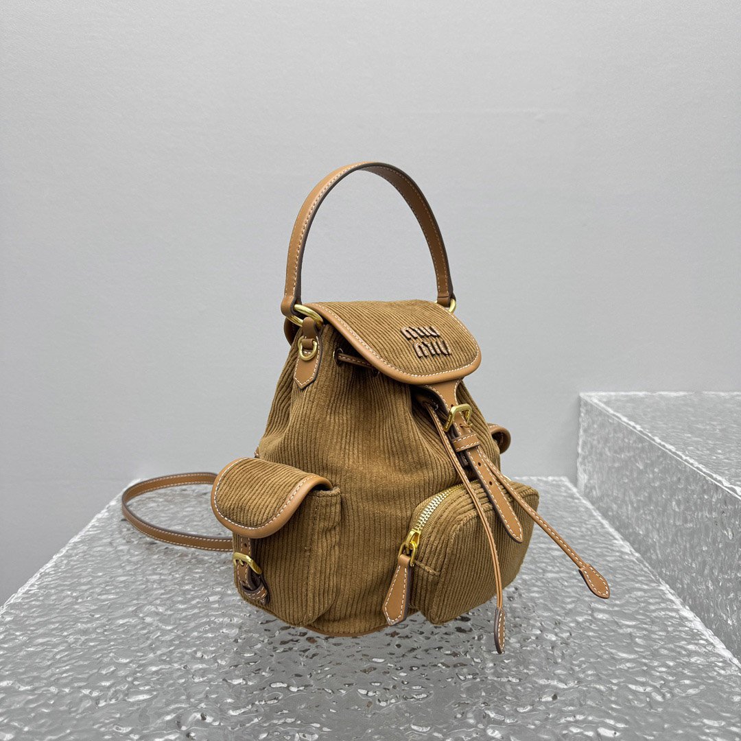 Miu Miu  Medium Corduroy Cotton Backpack - DopestKickz