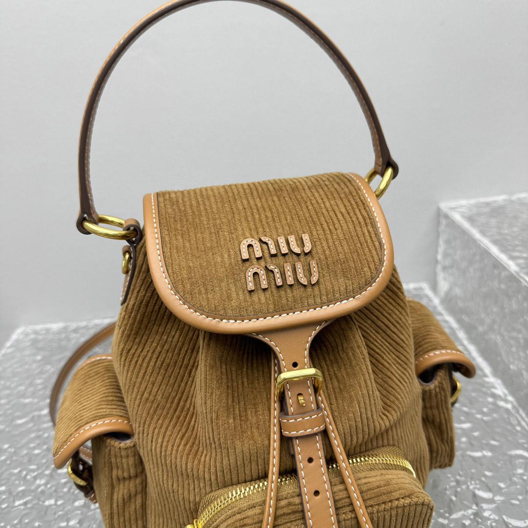 Miu Miu  Medium Corduroy Cotton Backpack - DopestKickz