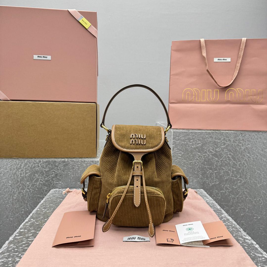 Miu Miu  Medium Corduroy Cotton Backpack - DopestKickz