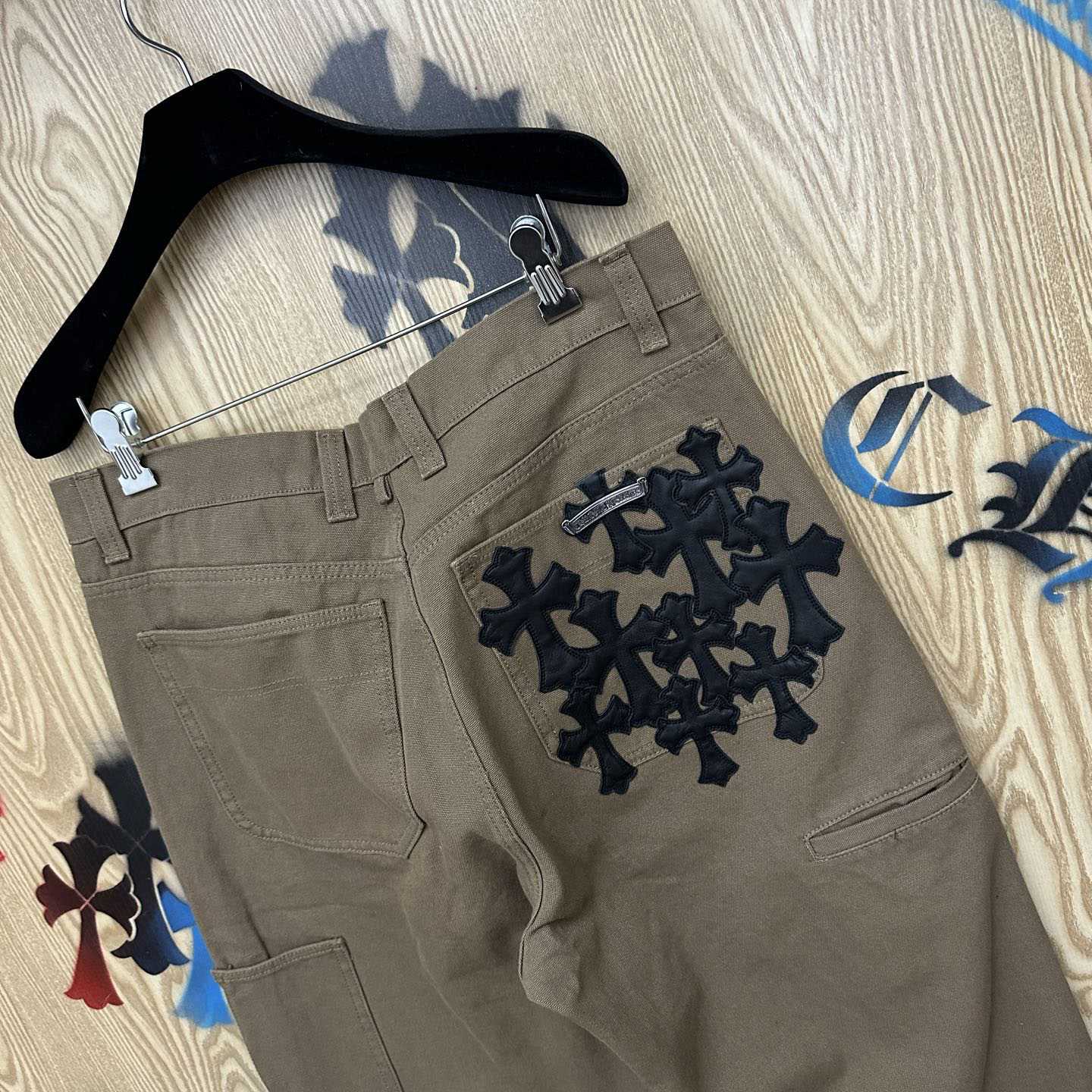 Chrome Hearts Cross Patch Double Knee Carpenter Pants - DopestKickz