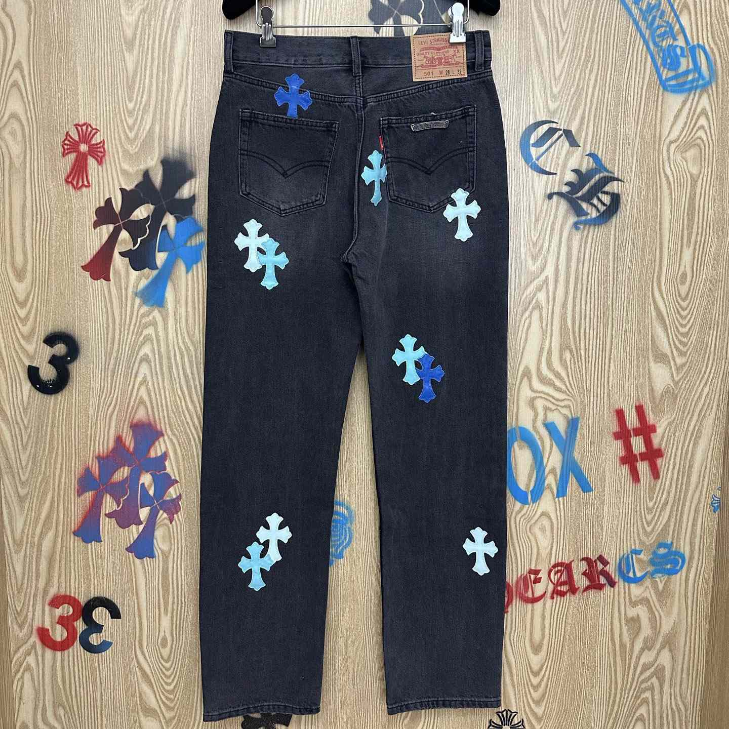 Chrome Hearts London Exclusive Levi's Cross Patch Jeans - DopestKickz