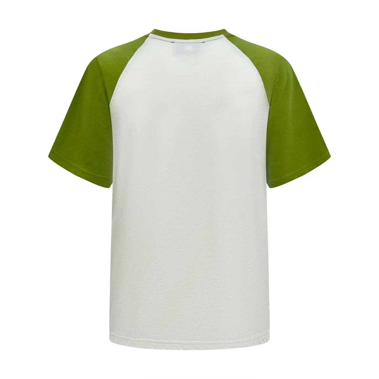 AMI Paris White And Green Cotton Ami De Coeur Knitted Patch T-shirt - DopestKickz