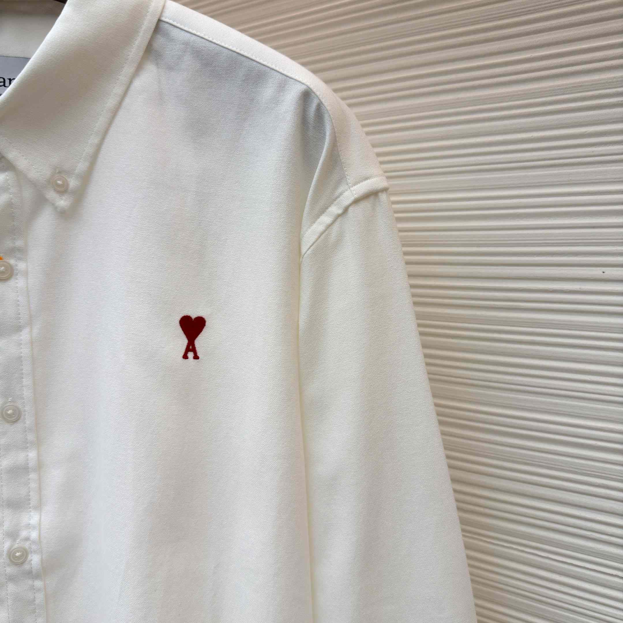 AMI Paris Ami De Coeur Button Down Shirt In Cotton Oxford - DopestKickz