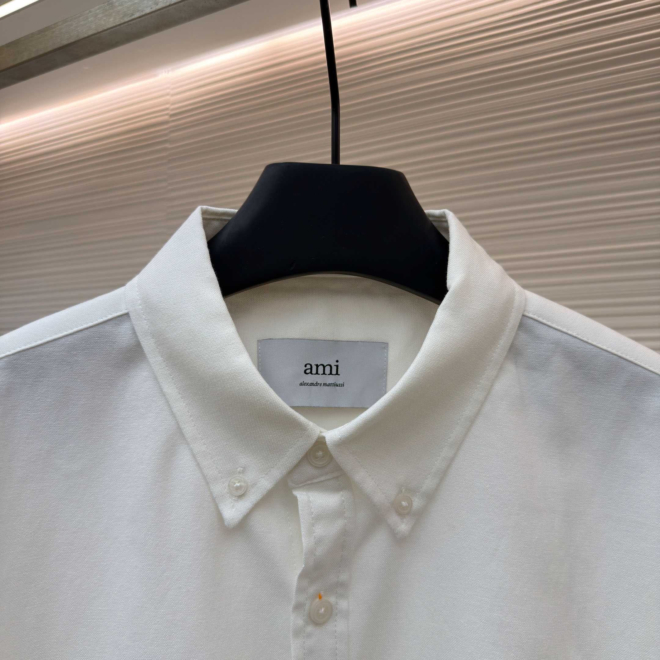 AMI Paris Ami De Coeur Button Down Shirt In Cotton Oxford - DopestKickz