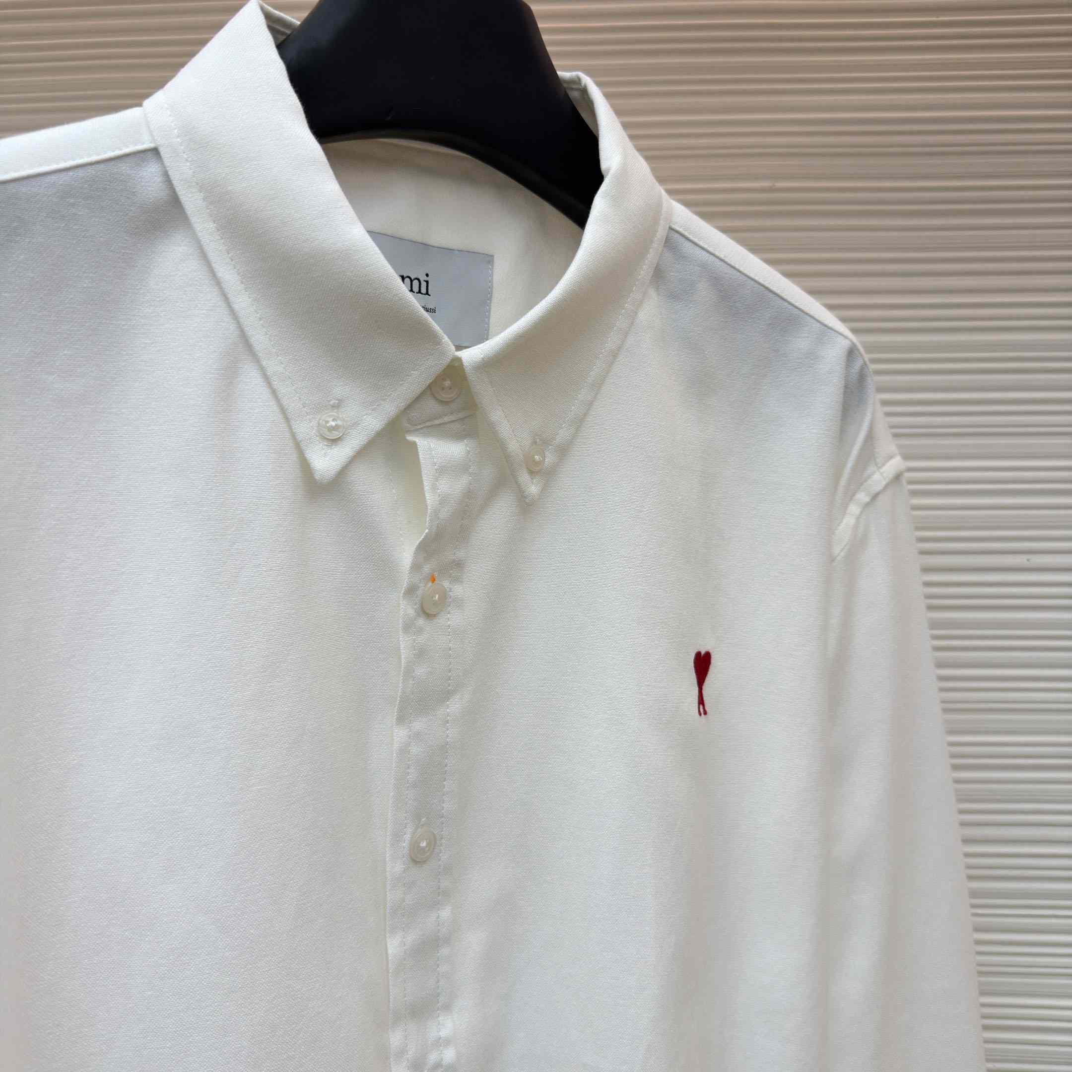 AMI Paris Ami De Coeur Button Down Shirt In Cotton Oxford - DopestKickz