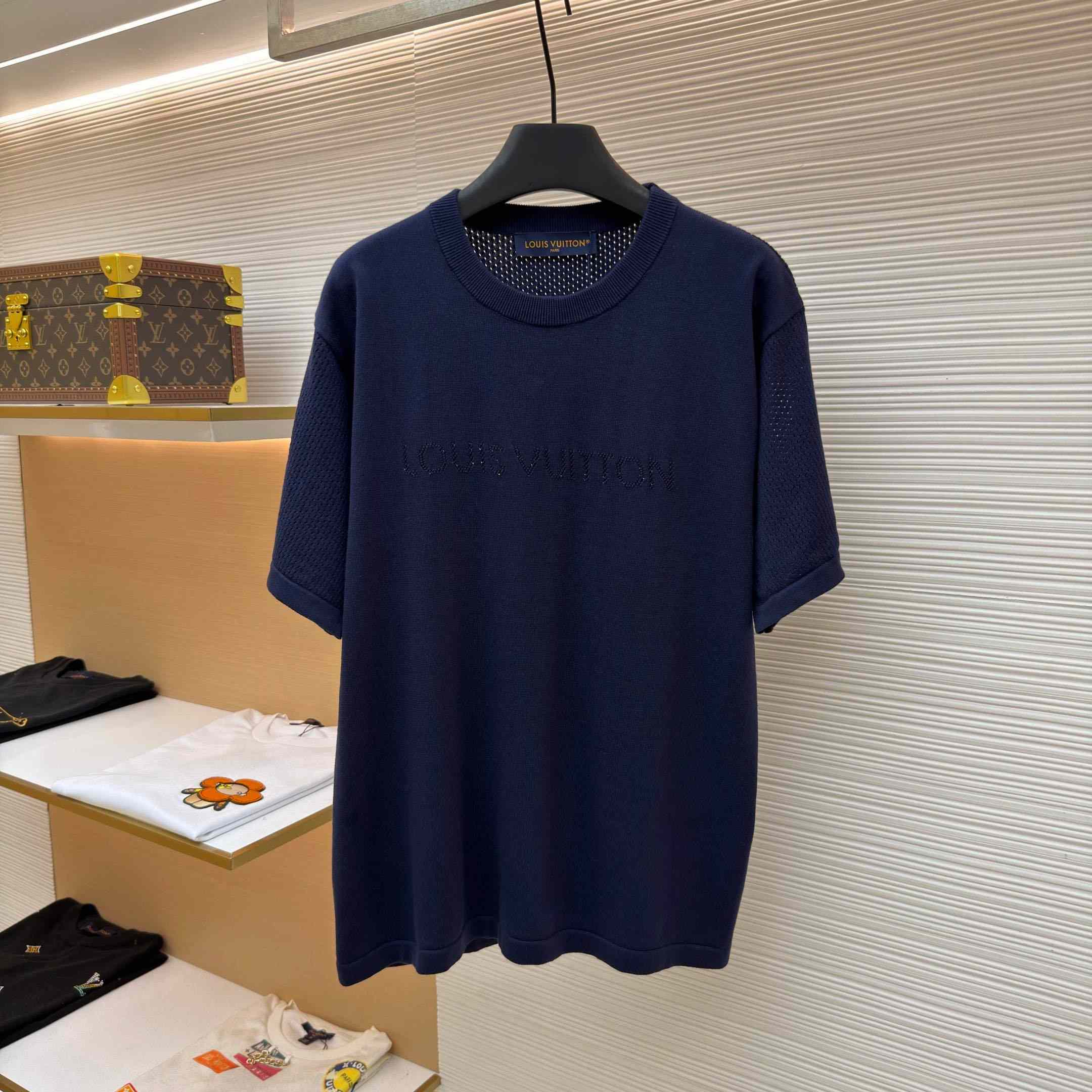 Louis Vuitton Cotton-Cashmere Short-Sleeved Crewneck 1AK6XR - DopestKickz