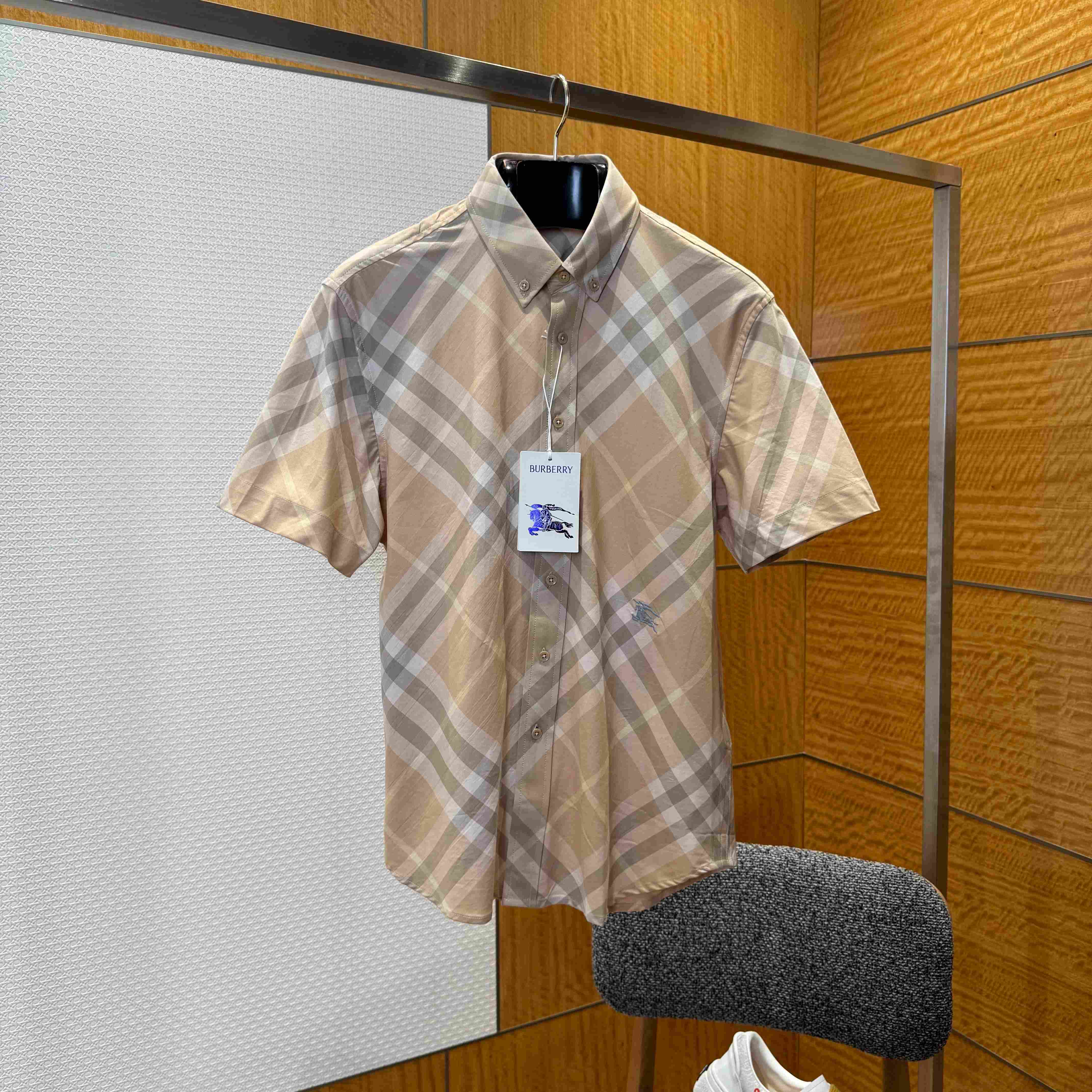 Burberry Button-down Collar Logo-Embroidered Checked Cotton-Twill Shirt - DopestKickz