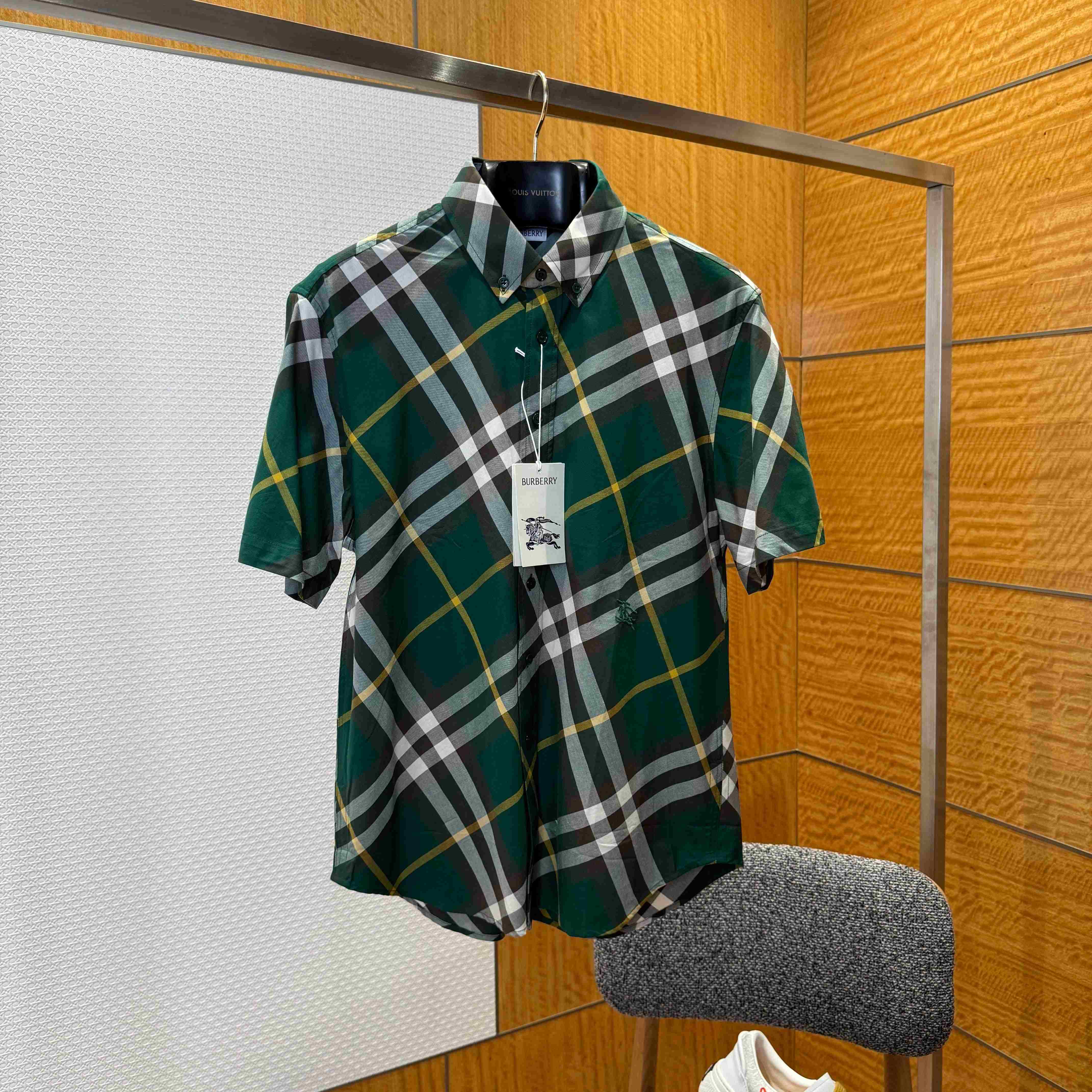 Burberry Button-down Collar Logo-Embroidered Checked Cotton-Twill Shirt - DopestKickz