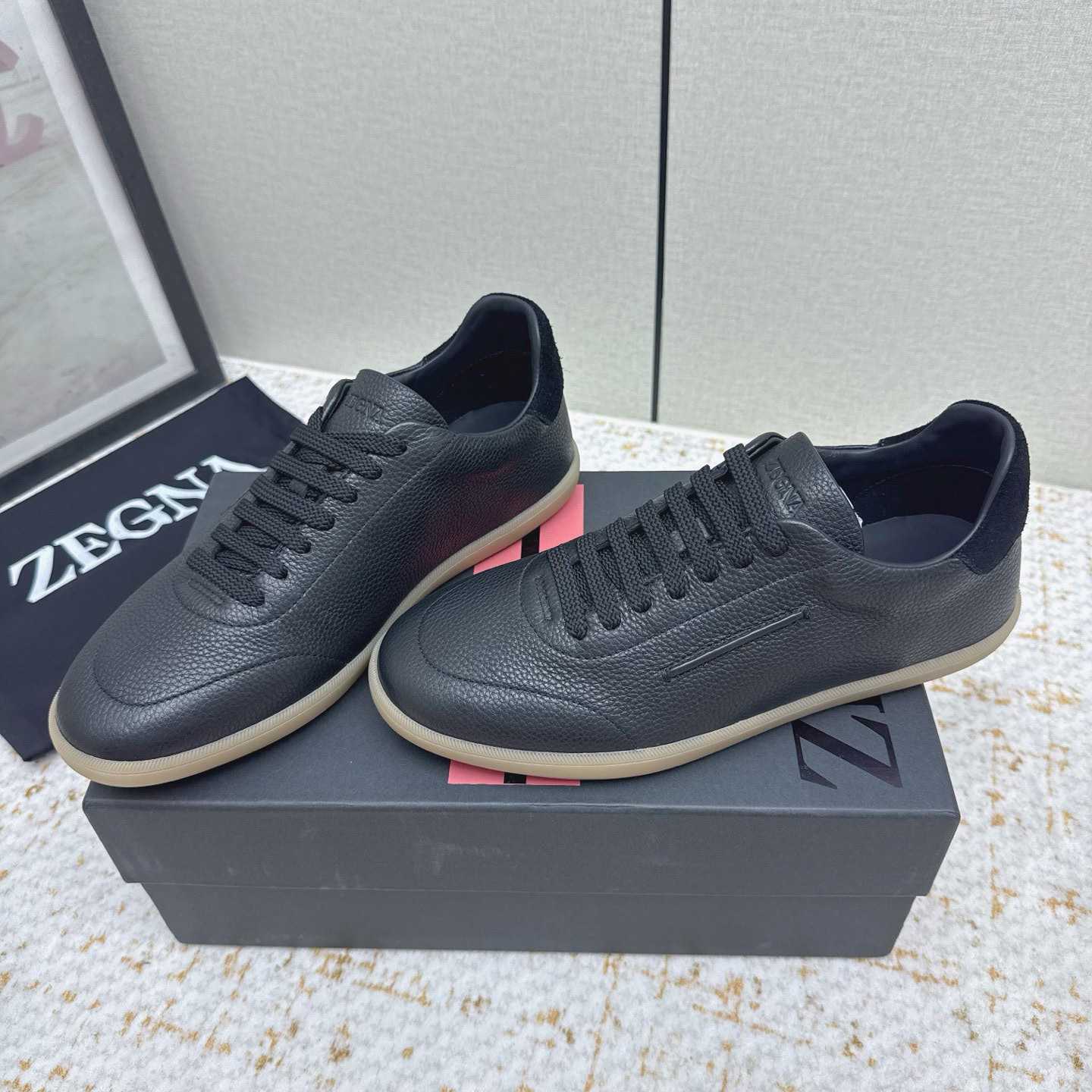 Zegna Grained Leather 232 Sneakers - DopestKickz