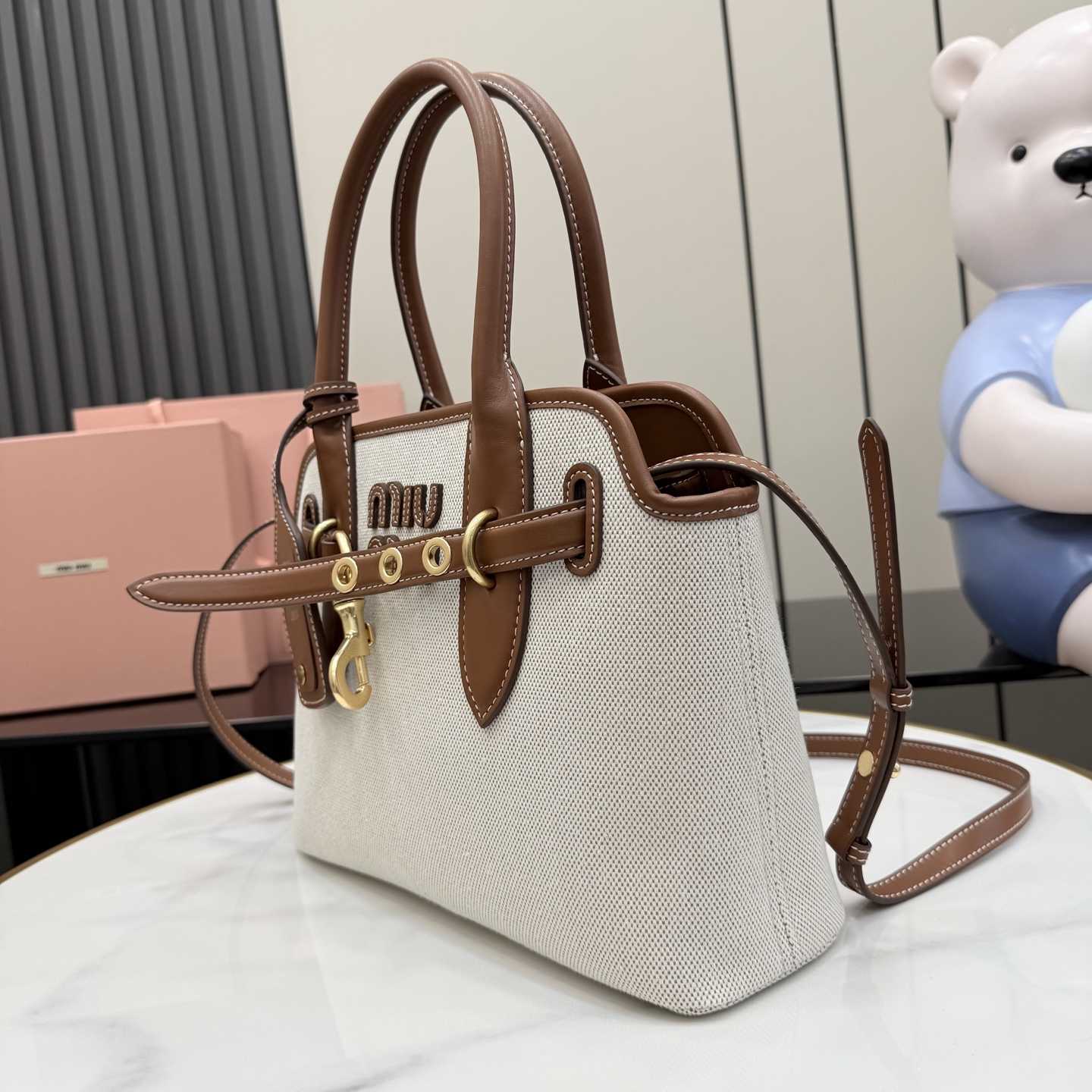 Miu Miu Aventure Canvas And Leather Bag - DopestKickz