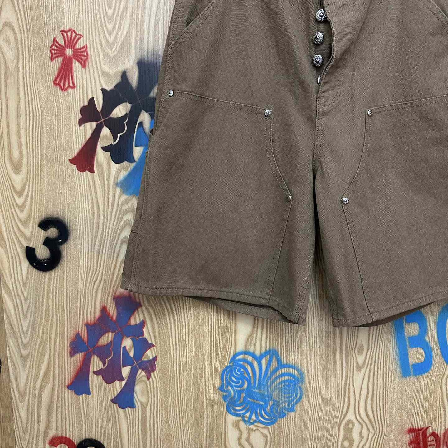 Chrome Hearts Double Knee Cross Patch Shorts - DopestKickz
