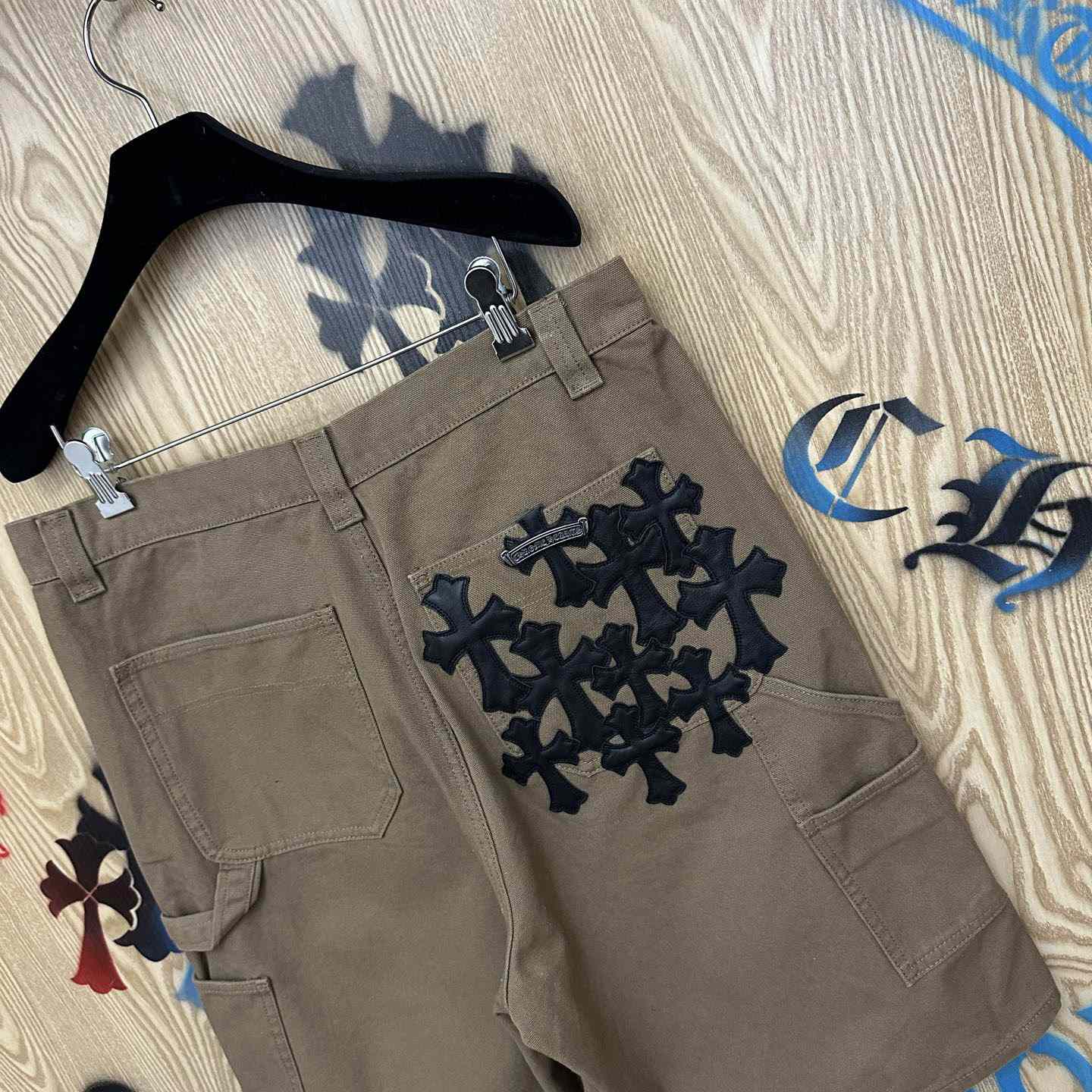Chrome Hearts Double Knee Cross Patch Shorts - DopestKickz