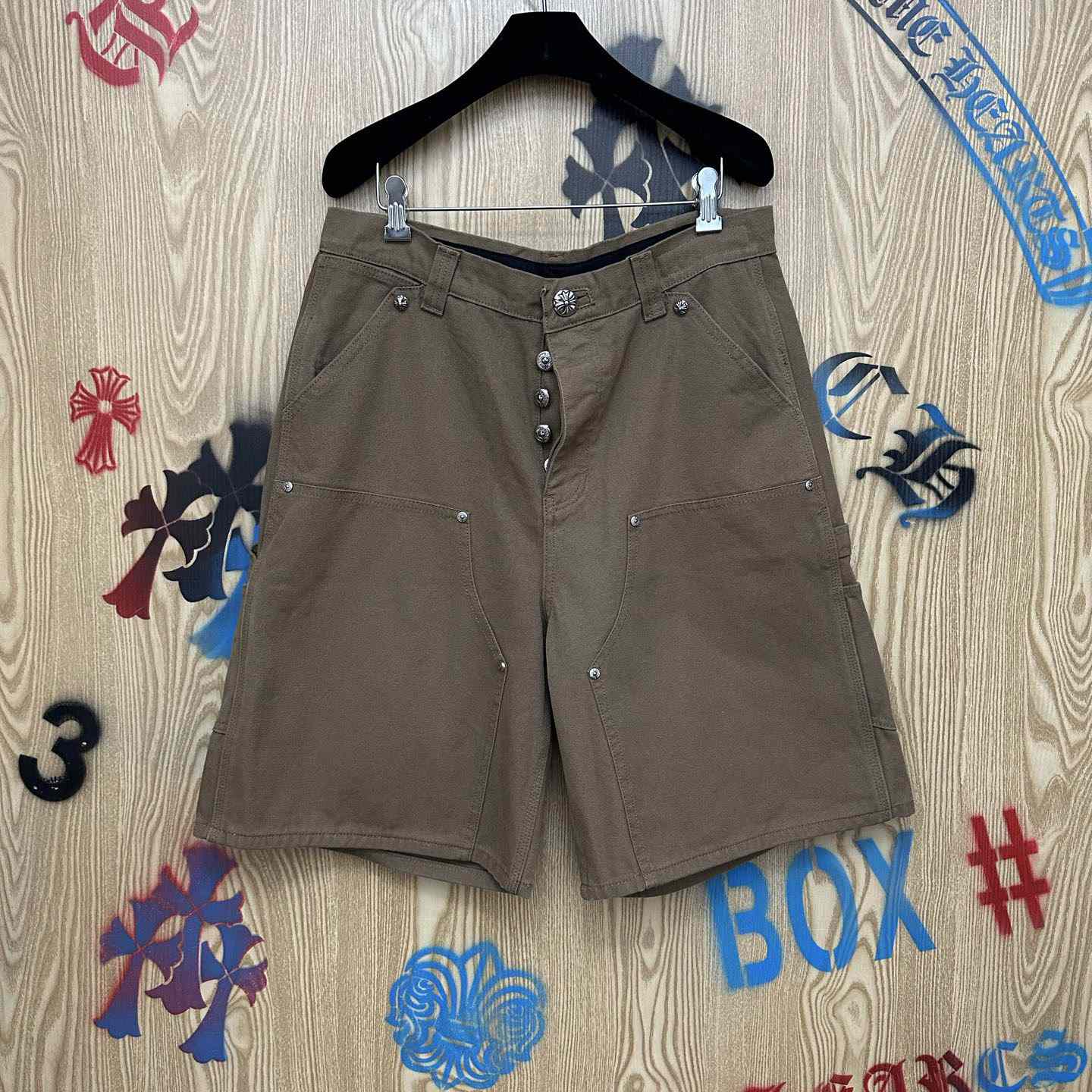 Chrome Hearts Double Knee Cross Patch Shorts - DopestKickz