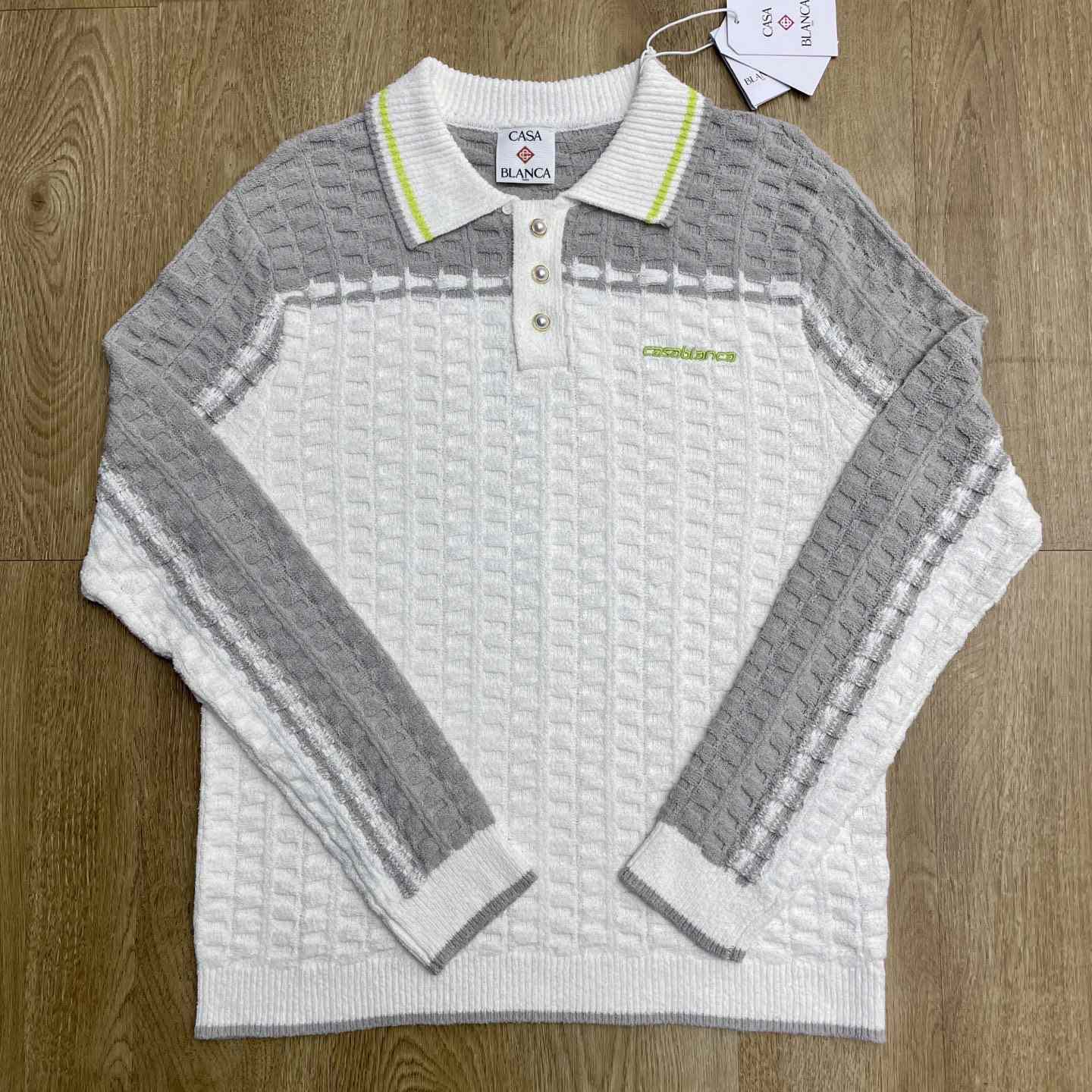 Casablanca Tennis Boucle Long Sleeve Polo Shirt Z6043 - DopestKickz