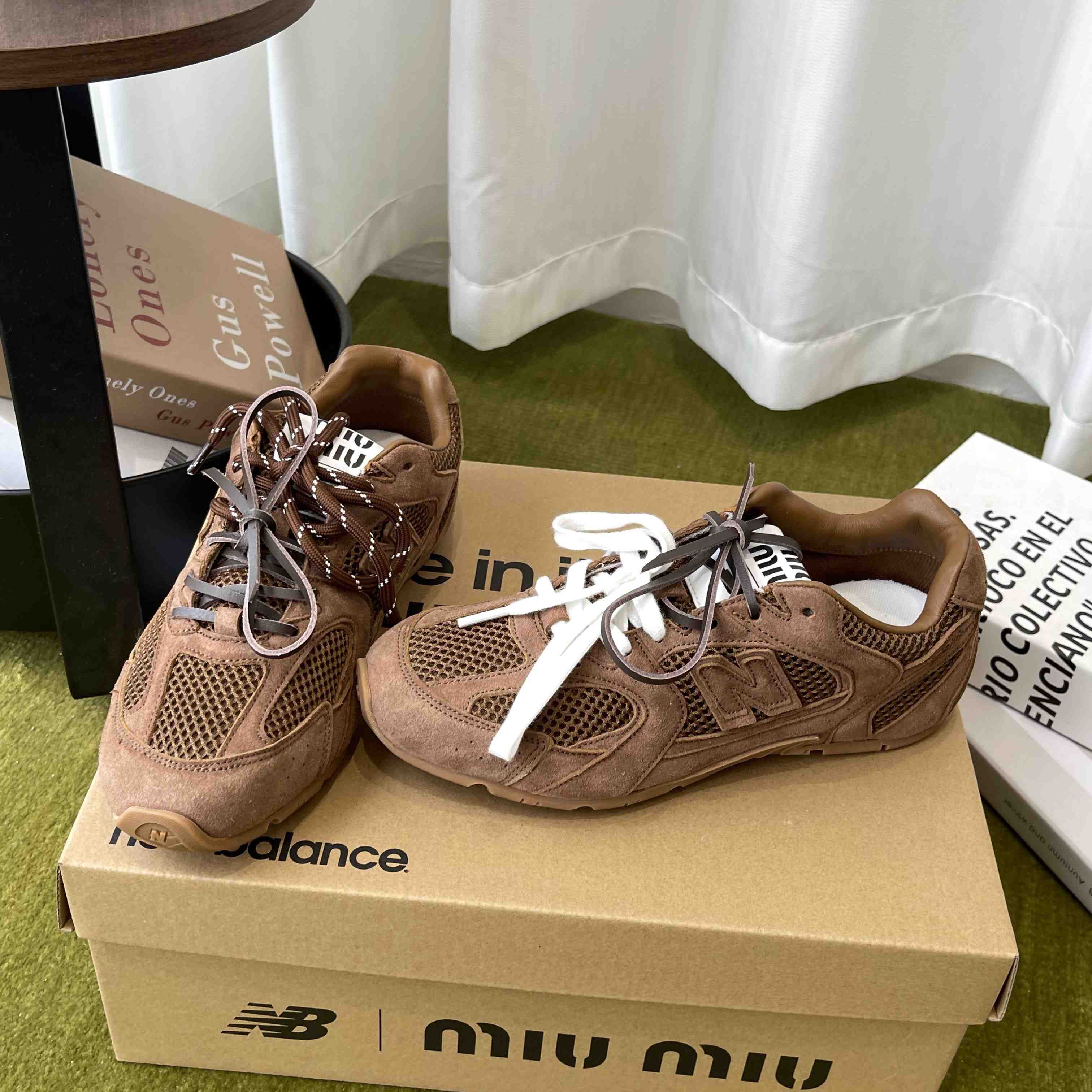 New Balance X Miu Miu 530 SL Suede And Mesh Sneakers - DopestKickz
