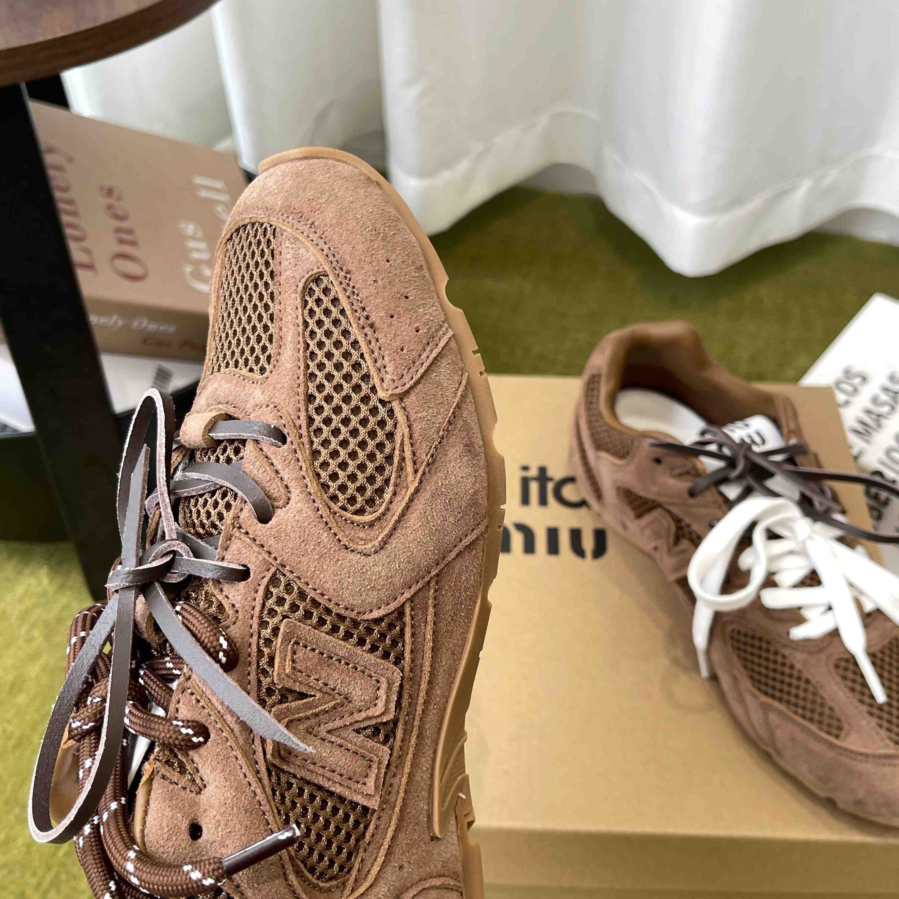 New Balance X Miu Miu 530 SL Suede And Mesh Sneakers - DopestKickz
