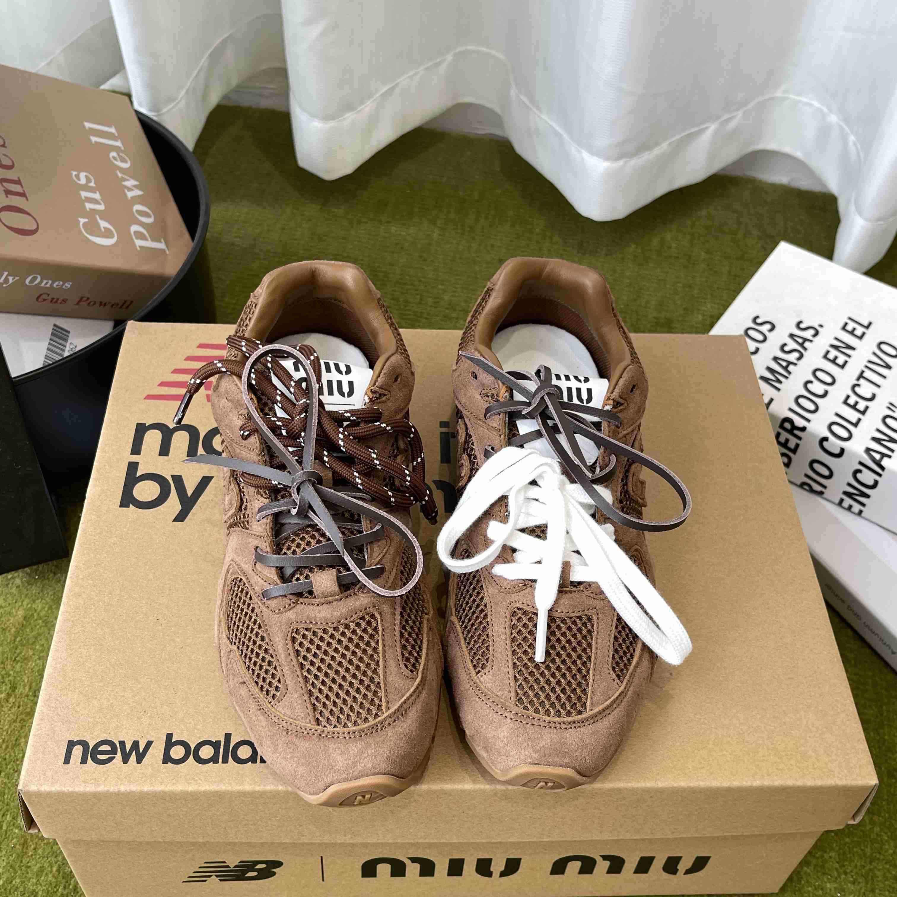 New Balance X Miu Miu 530 SL Suede And Mesh Sneakers - DopestKickz