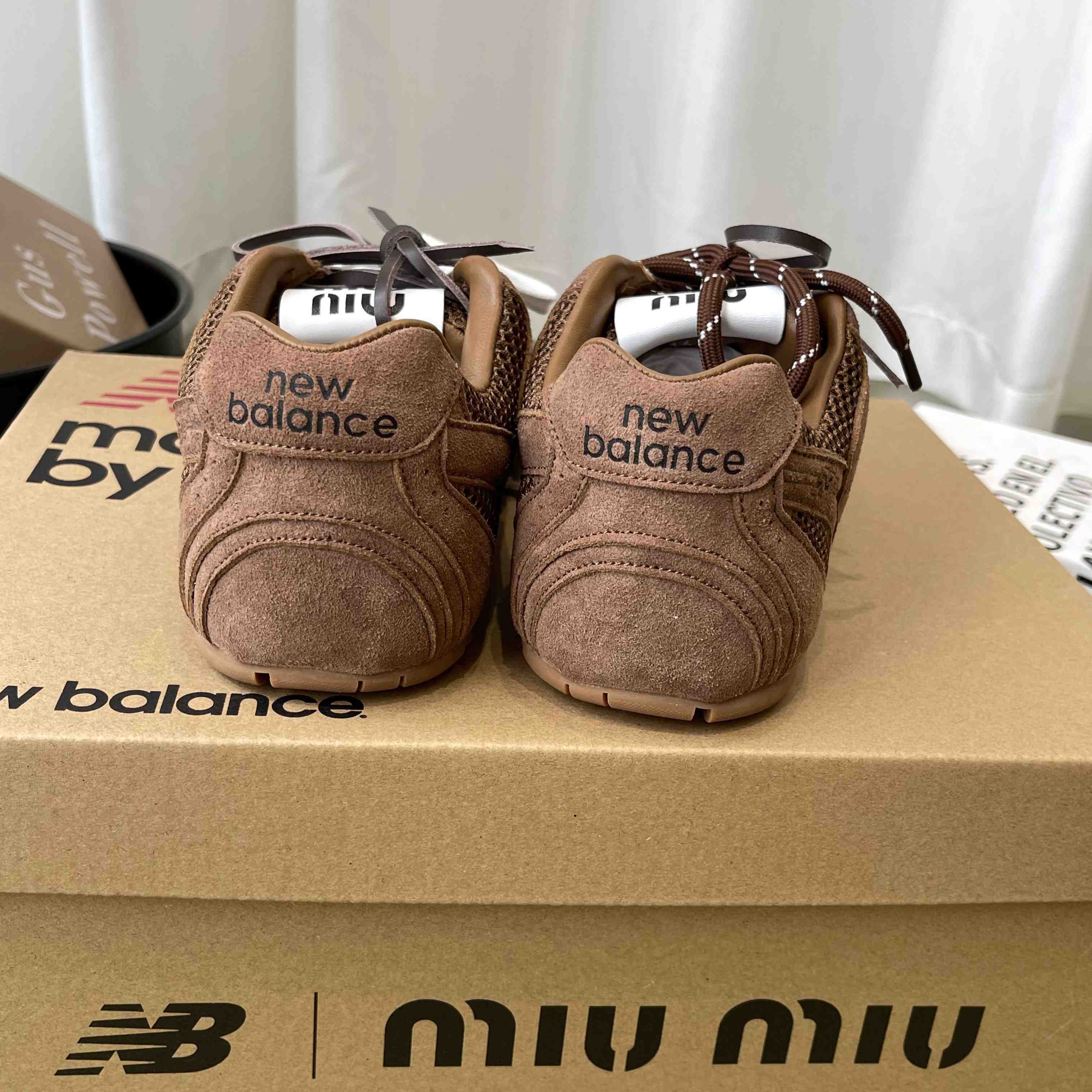 New Balance X Miu Miu 530 SL Suede And Mesh Sneakers - DopestKickz