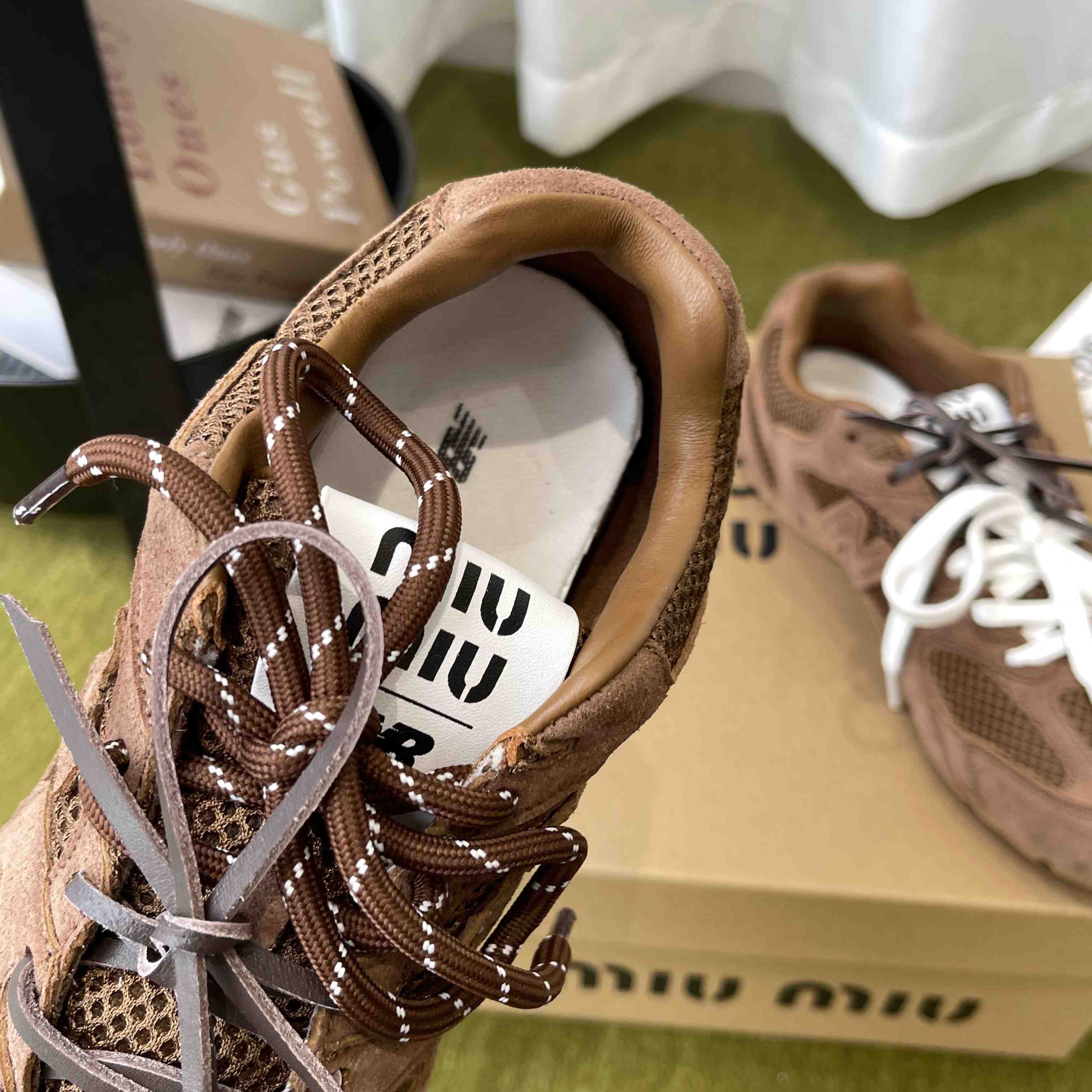 New Balance X Miu Miu 530 SL Suede And Mesh Sneakers - DopestKickz