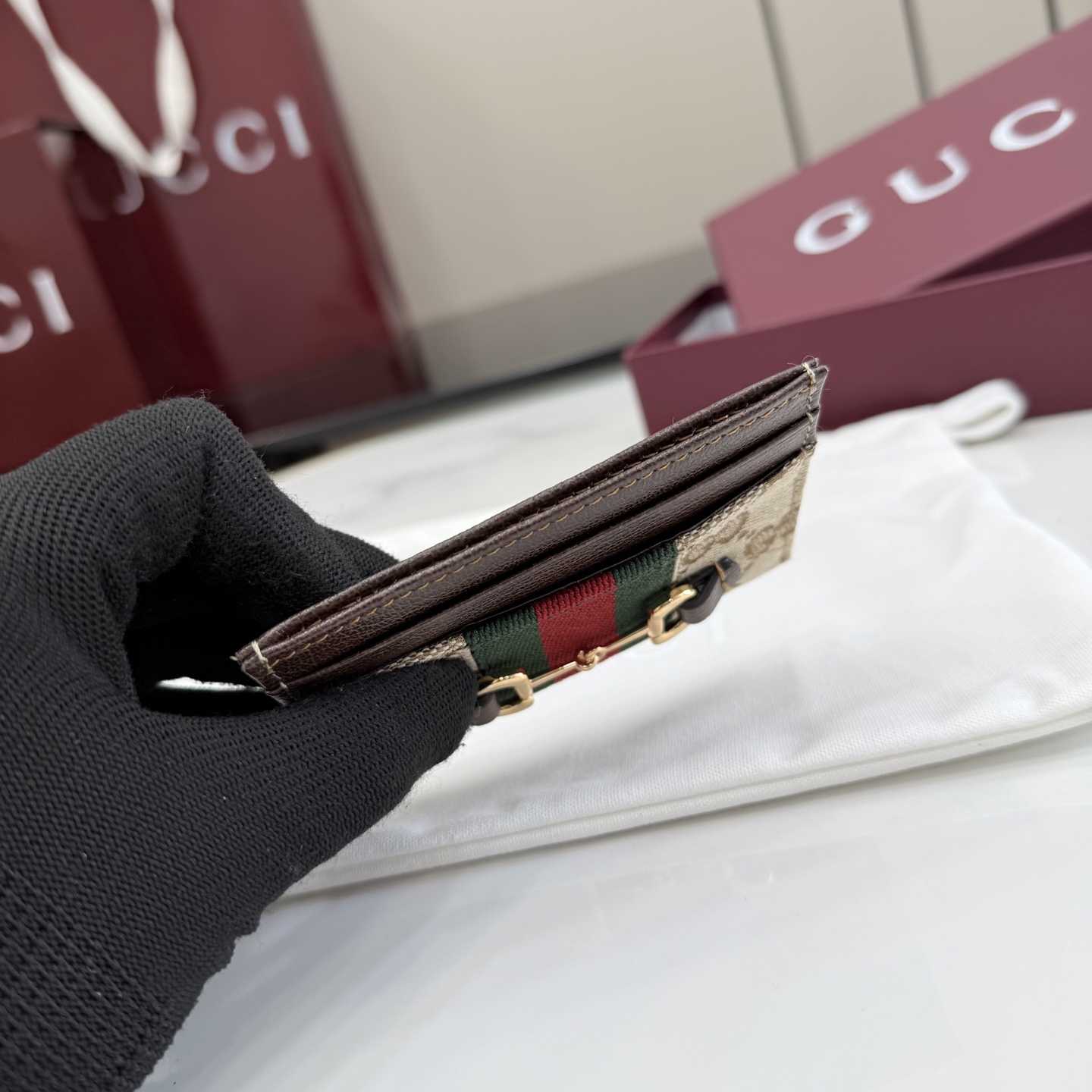 Gucci Horsebit Web Card Case - DopestKickz