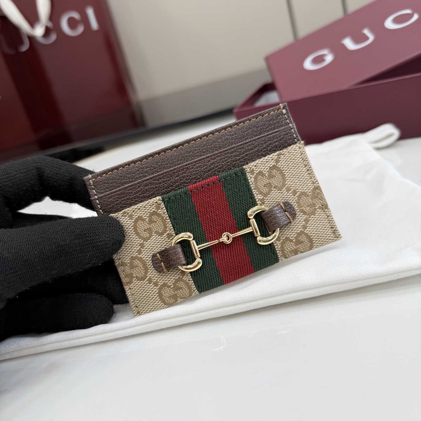 Gucci Horsebit Web Card Case - DopestKickz