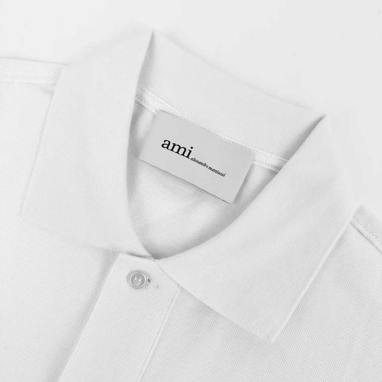 AMI Paris White Wool Short Sleeves Ami De Coeur Polo - DopestKickz