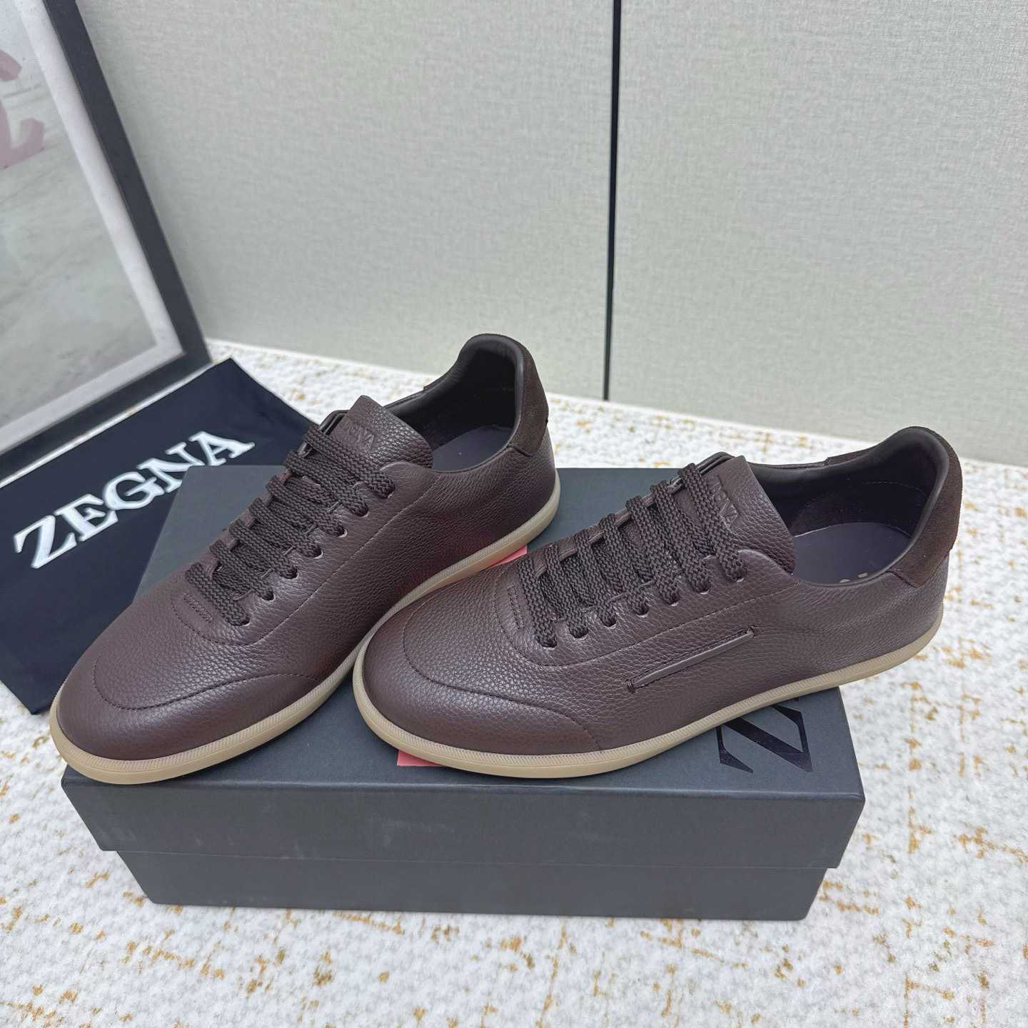 Zegna Grained Leather 232 Sneakers - DopestKickz