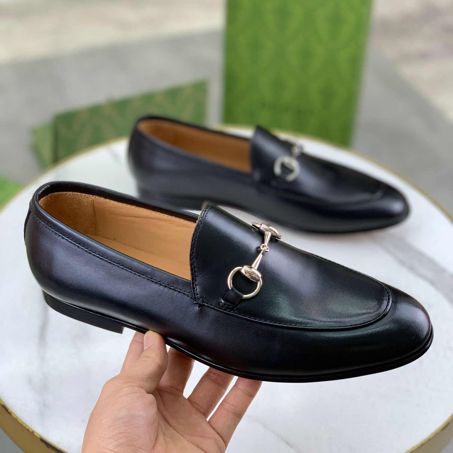 Gucci Jordaan Horsebit Leather Loafers - DopestKickz