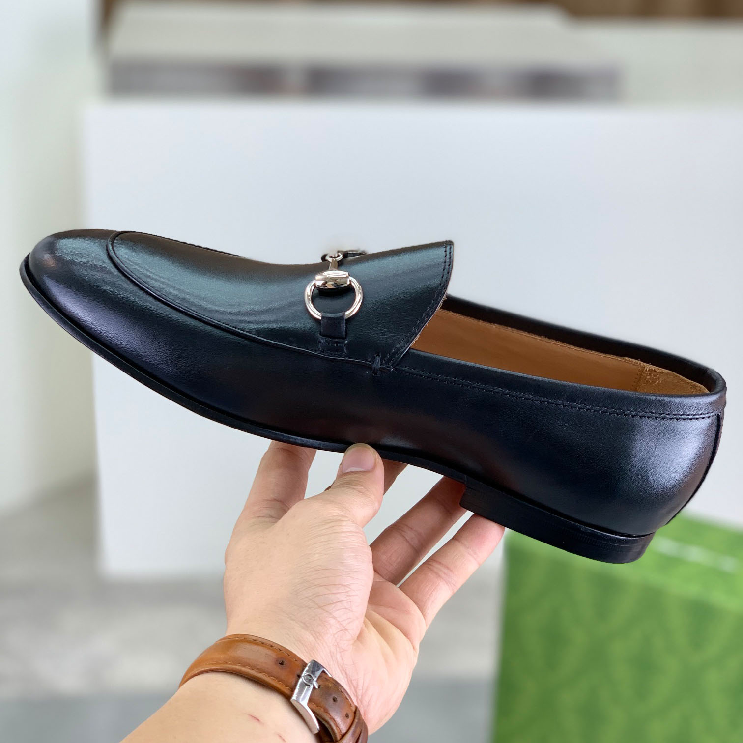 Gucci Jordaan Horsebit Leather Loafers - DopestKickz