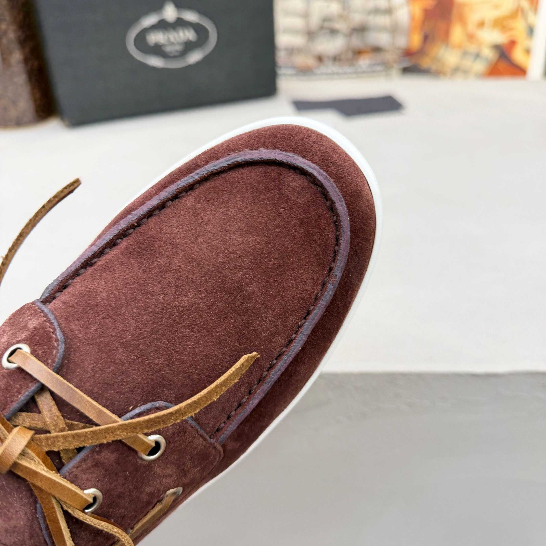 Prada Suede Boat Shoes With Laces - DopestKickz