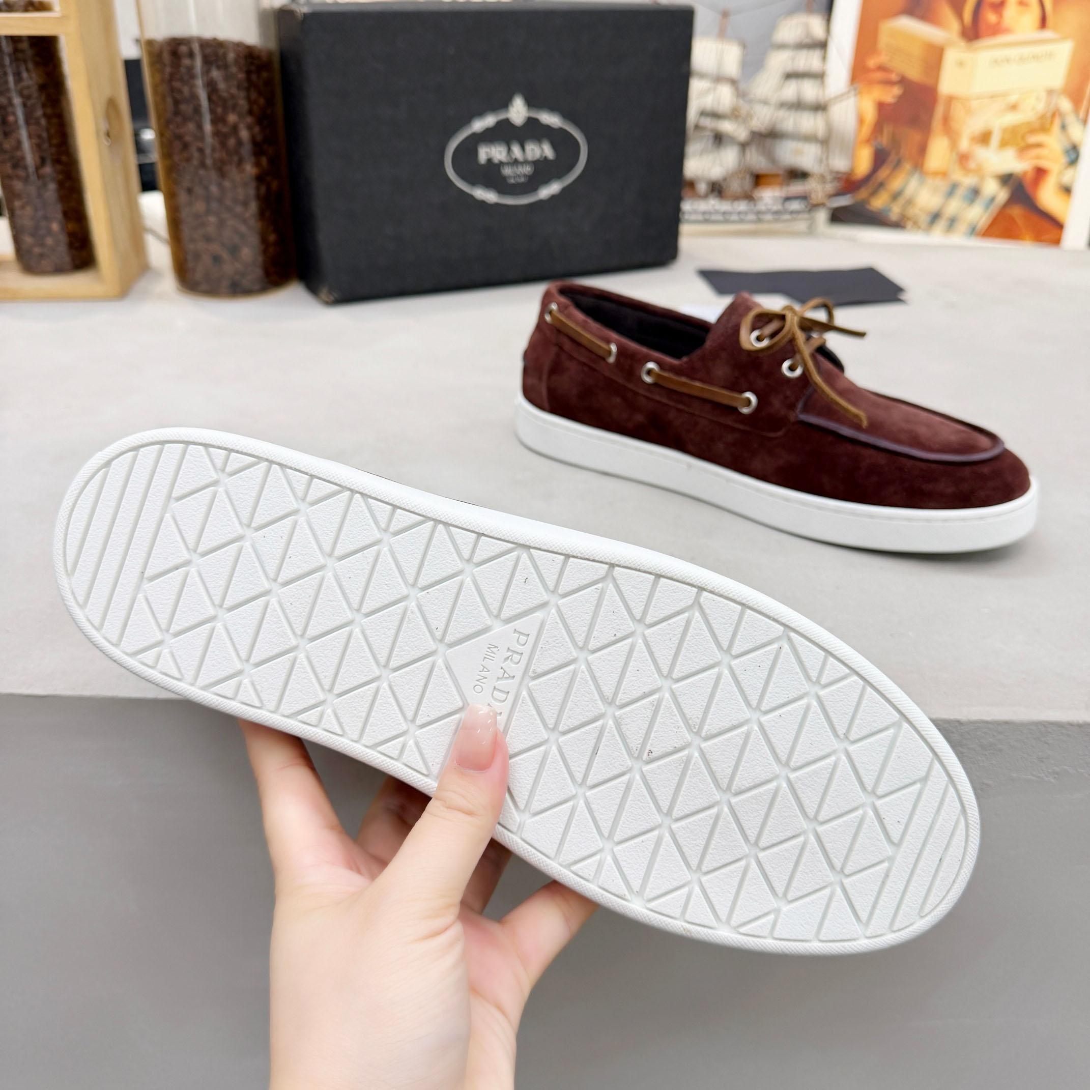 Prada Suede Boat Shoes With Laces - DopestKickz