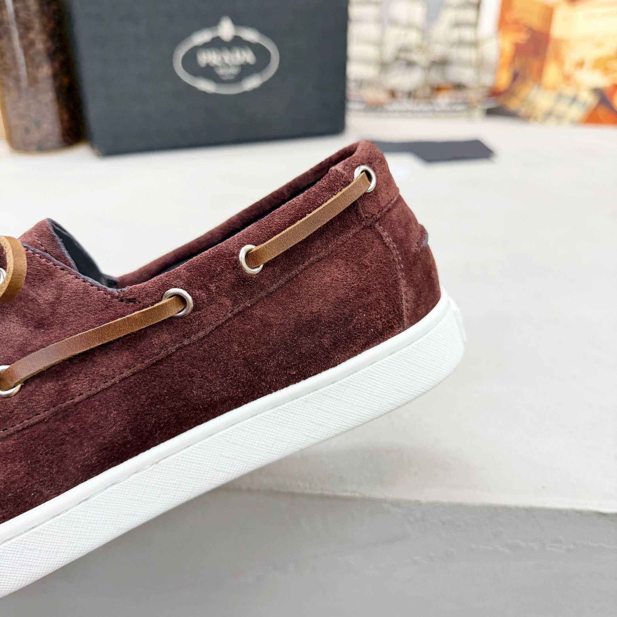 Prada Suede Boat Shoes With Laces - DopestKickz