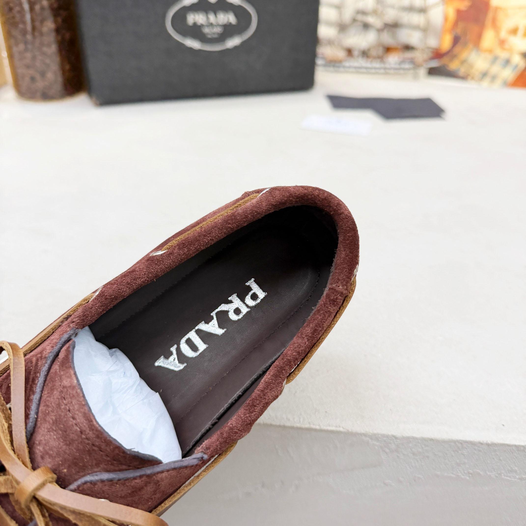 Prada Suede Boat Shoes With Laces - DopestKickz