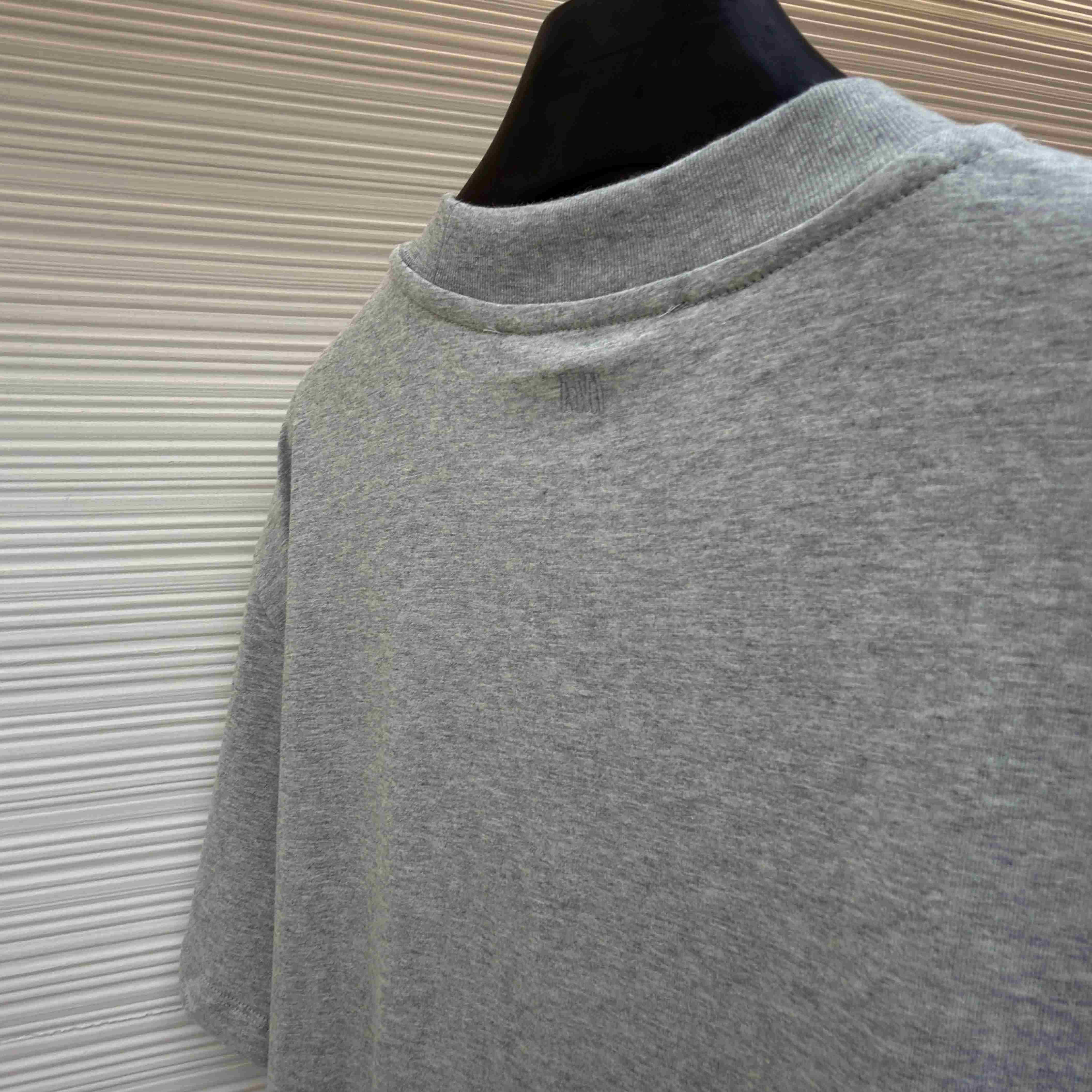 AMI Paris Grey Cotton Contrasted Adc Tshirt - DopestKickz