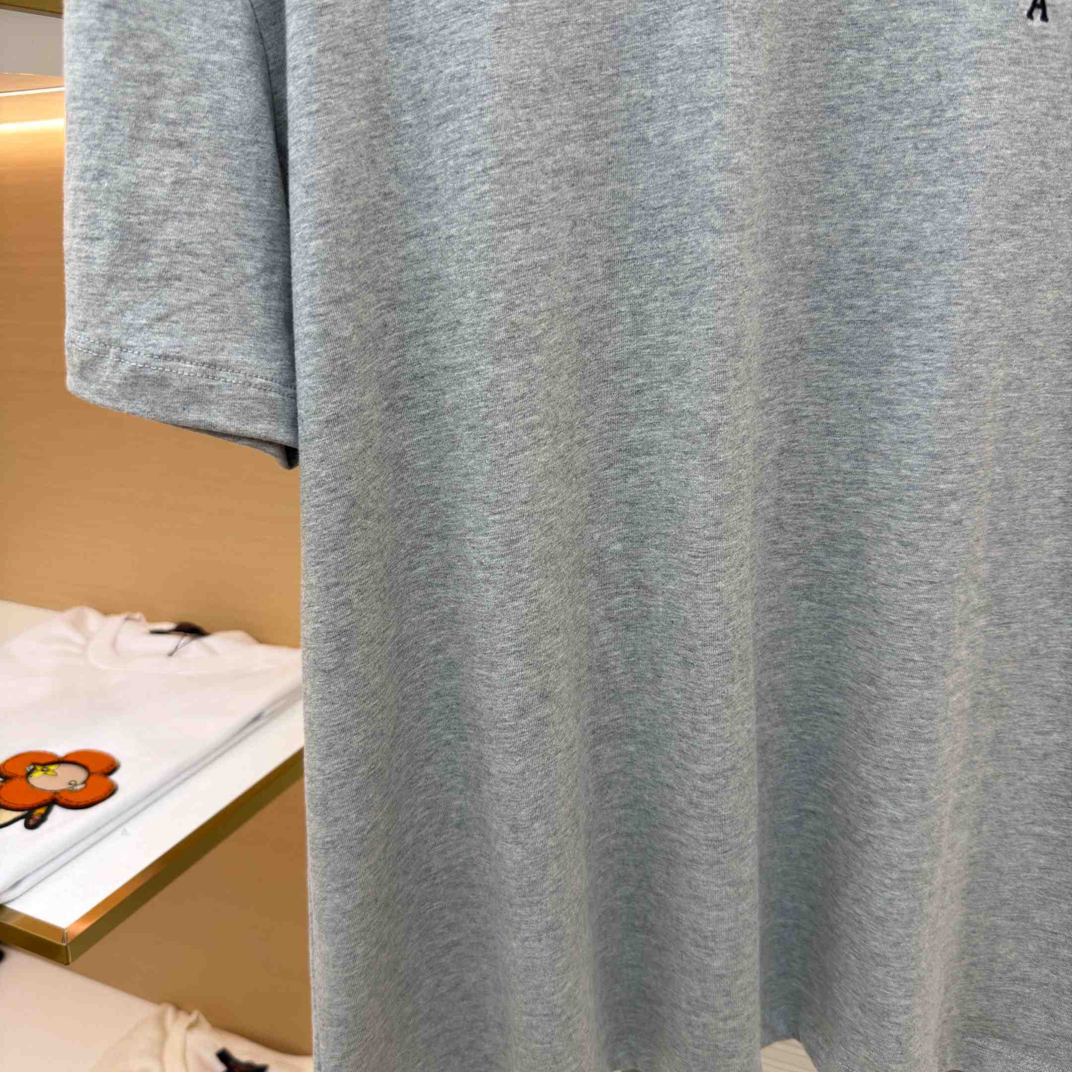 AMI Paris Grey Cotton Contrasted Adc Tshirt - DopestKickz