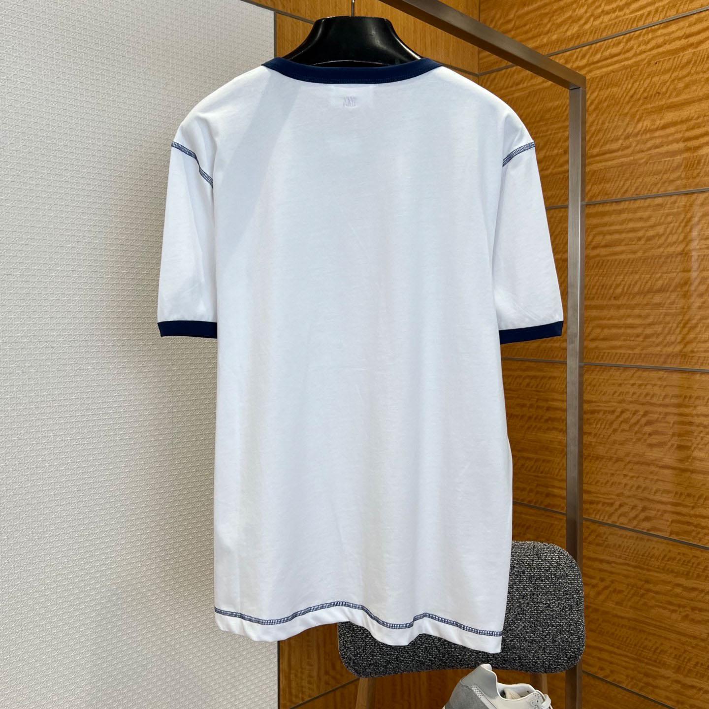 AMI Paris White Cotton Ami De Coeur Knitted Patch T-shirt - DopestKickz