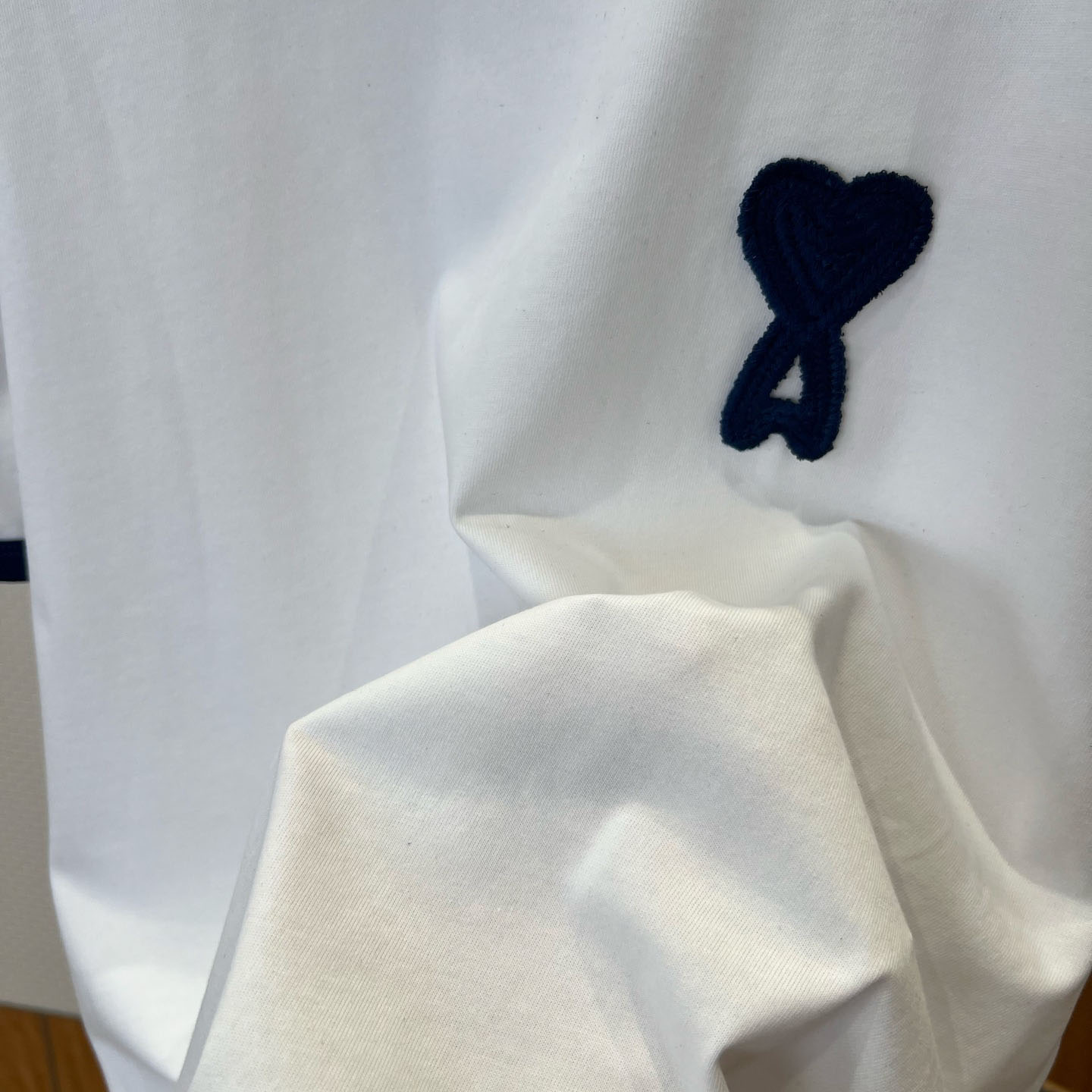 AMI Paris White Cotton Ami De Coeur Knitted Patch T-shirt - DopestKickz