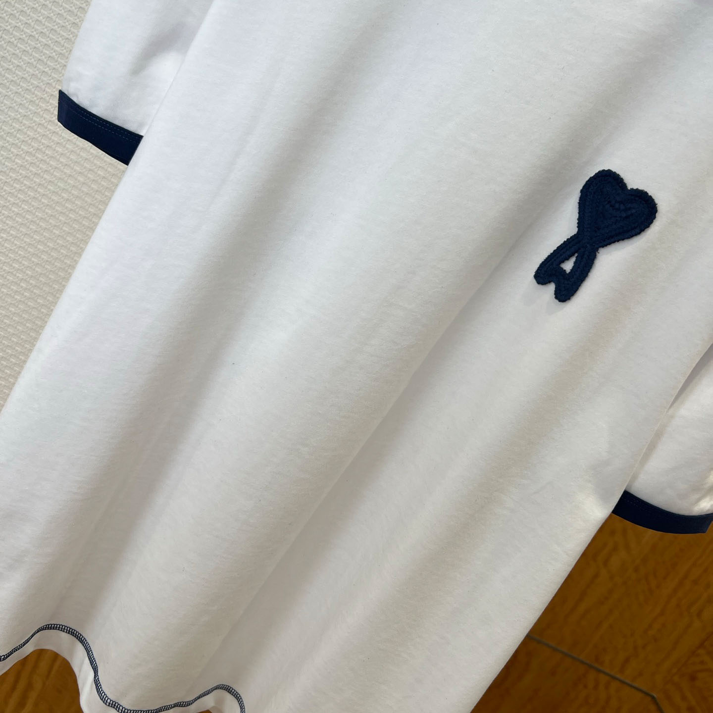 AMI Paris White Cotton Ami De Coeur Knitted Patch T-shirt - DopestKickz