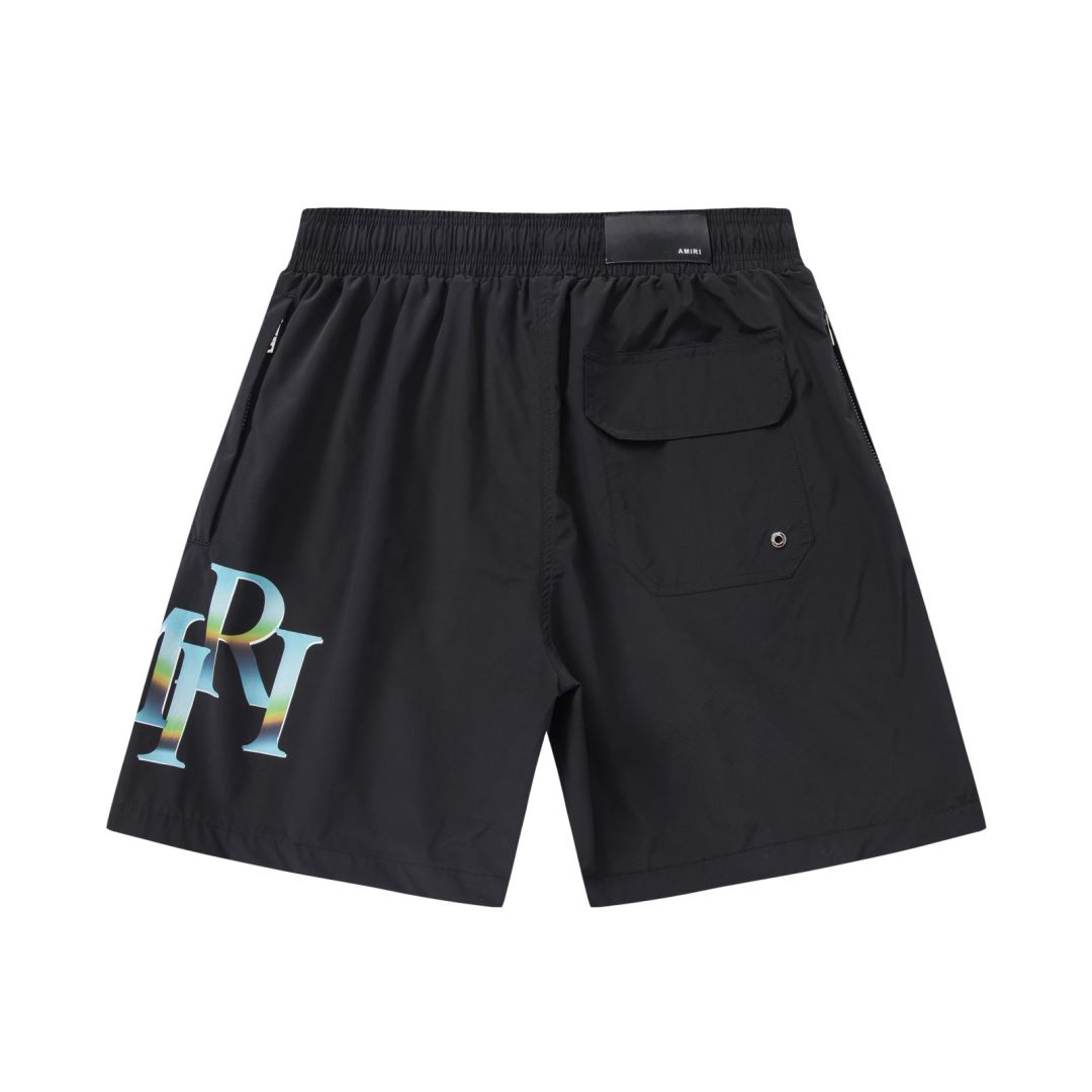 Amiri Staggered Chrome Swim Trunk 'Black' - DopestKickz