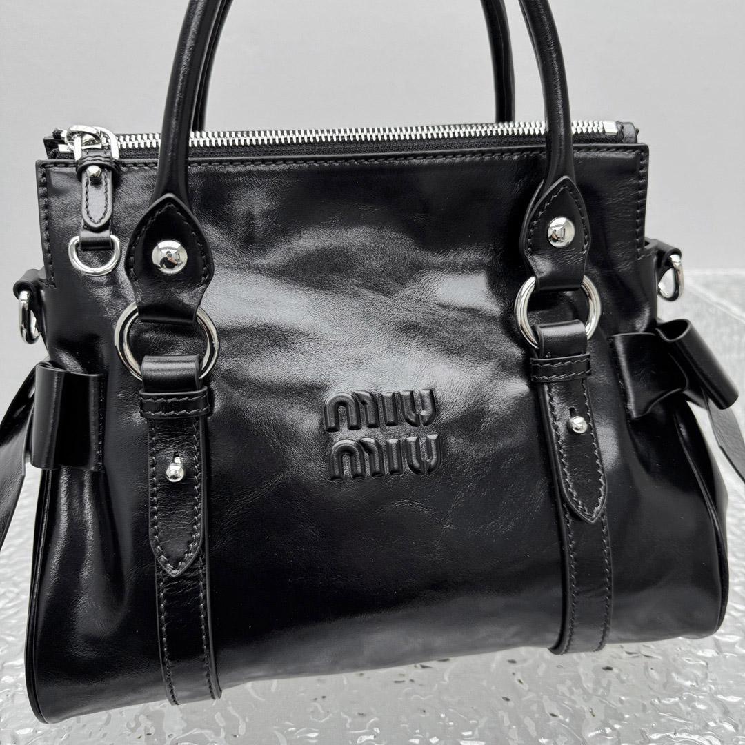 Miu Miu Shiny Leather Top-Handle Bag - DopestKickz