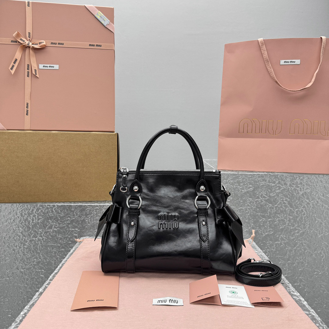 Miu Miu Shiny Leather Top-Handle Bag - DopestKickz