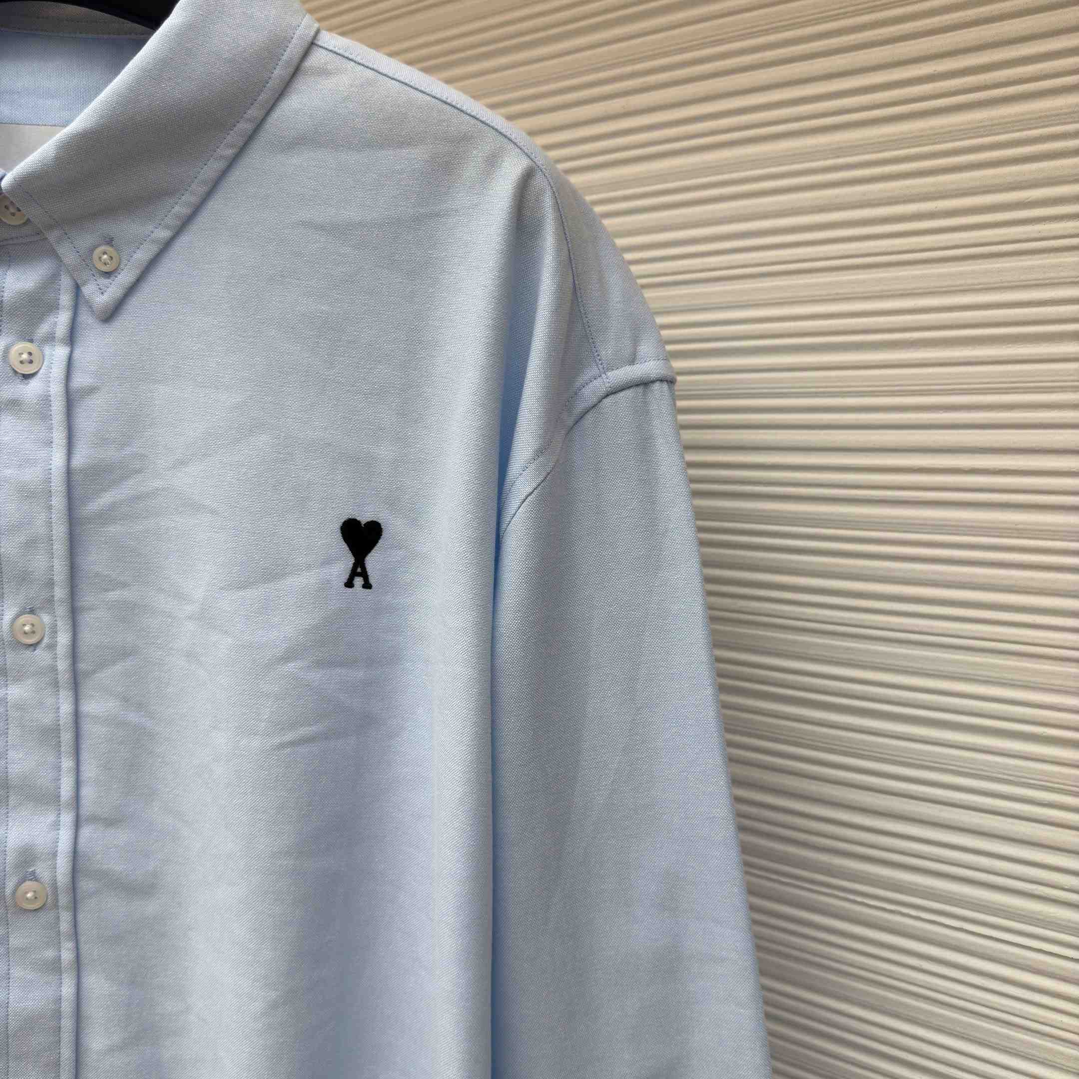 AMI Paris Ami De Coeur Button Down Shirt In Cotton Oxford - DopestKickz