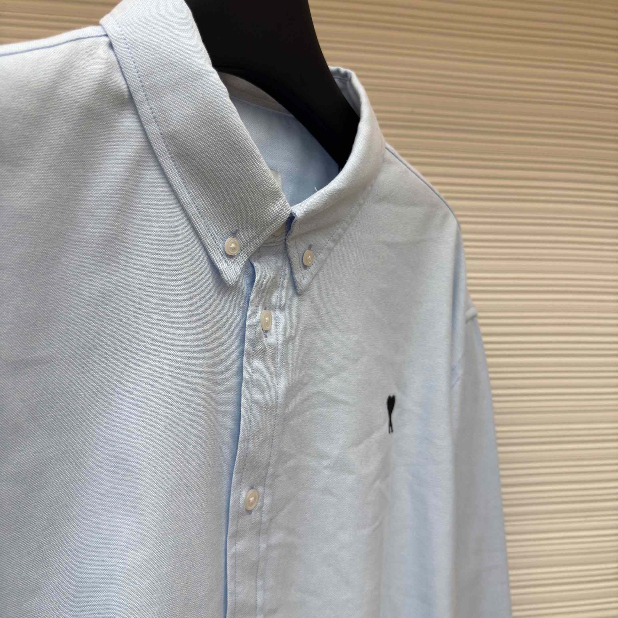 AMI Paris Ami De Coeur Button Down Shirt In Cotton Oxford - DopestKickz