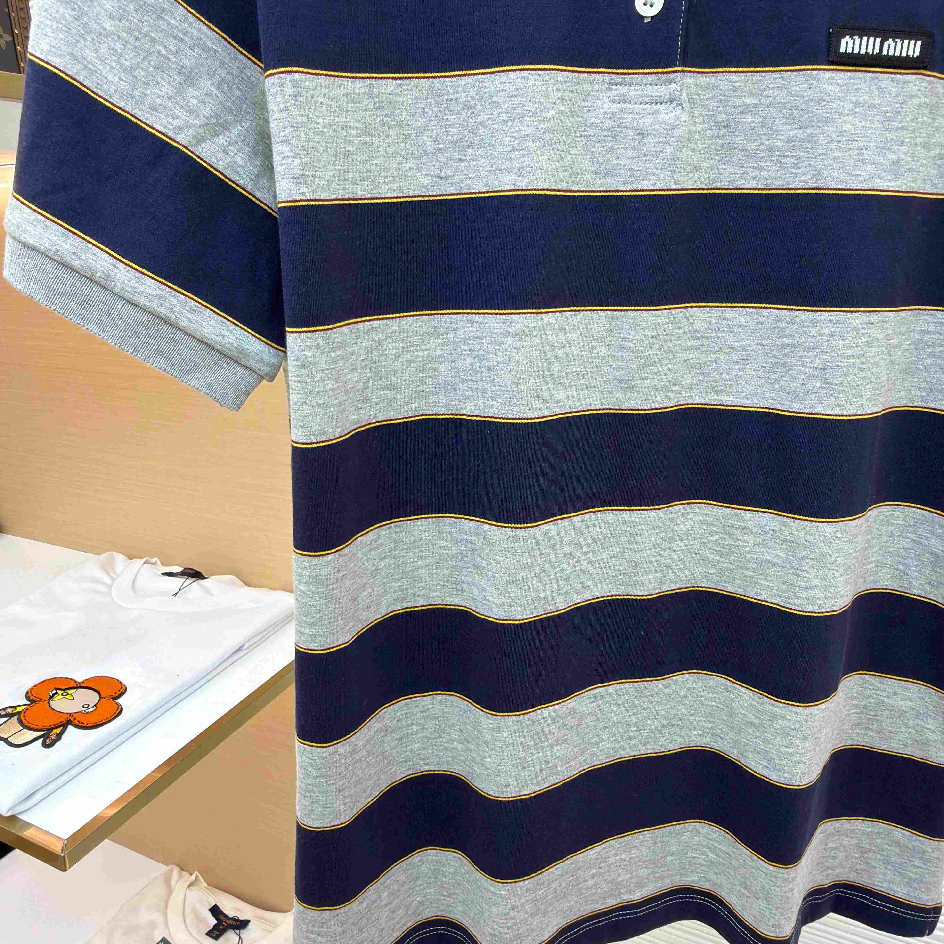 Miu Miu Striped Jersey Polo Shirt - DopestKickz